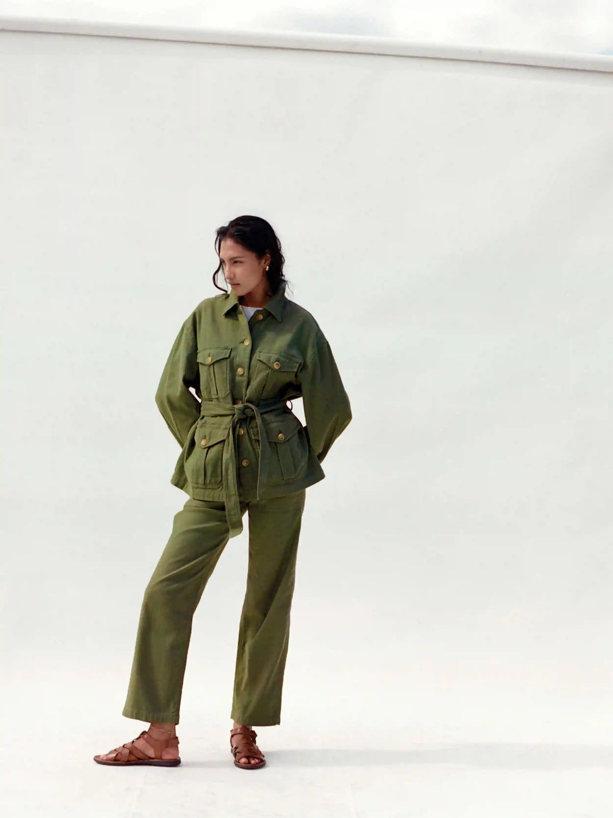 Soft Stretch Safari Jacket - Moss