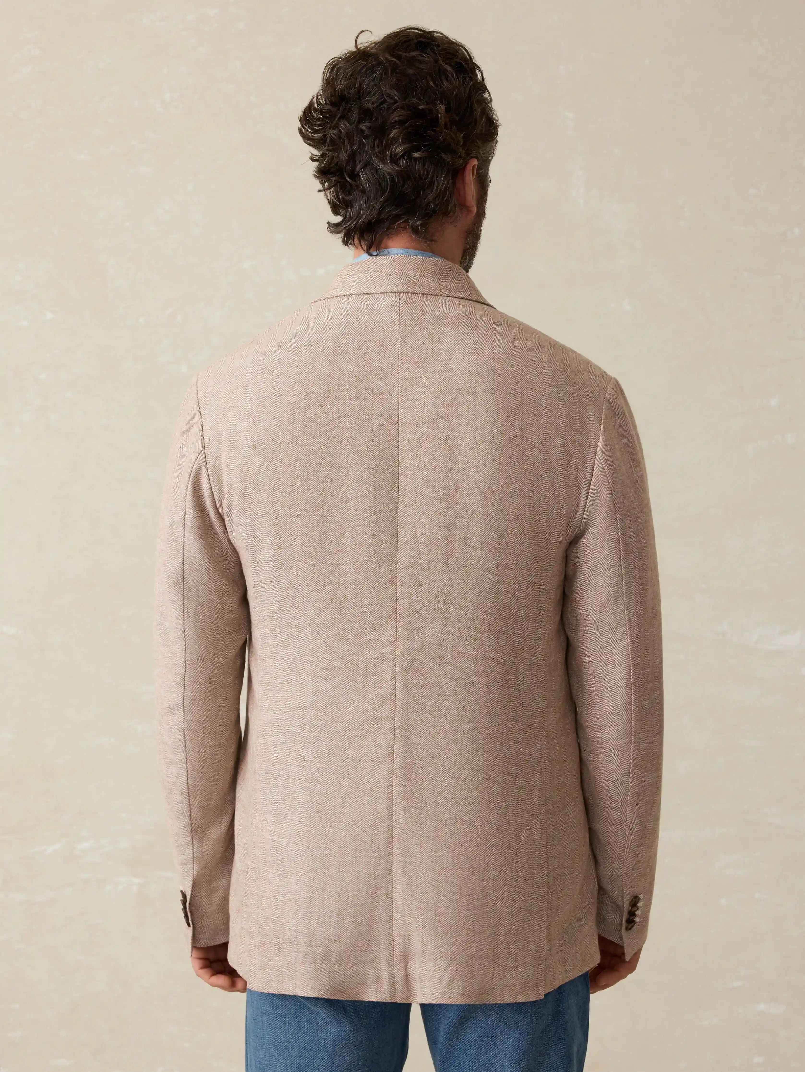 Movement™ Linen Blazer - Wolf Sands Herringbone