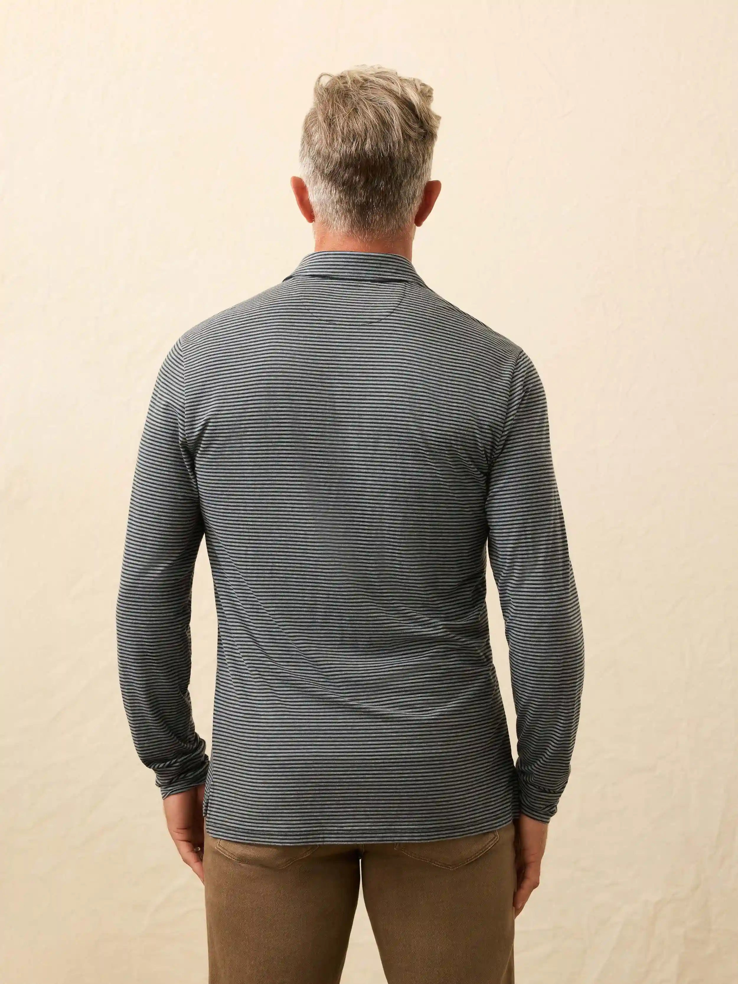 Long-Sleeve Movement™ Polo - Moonlight Point Stripe
