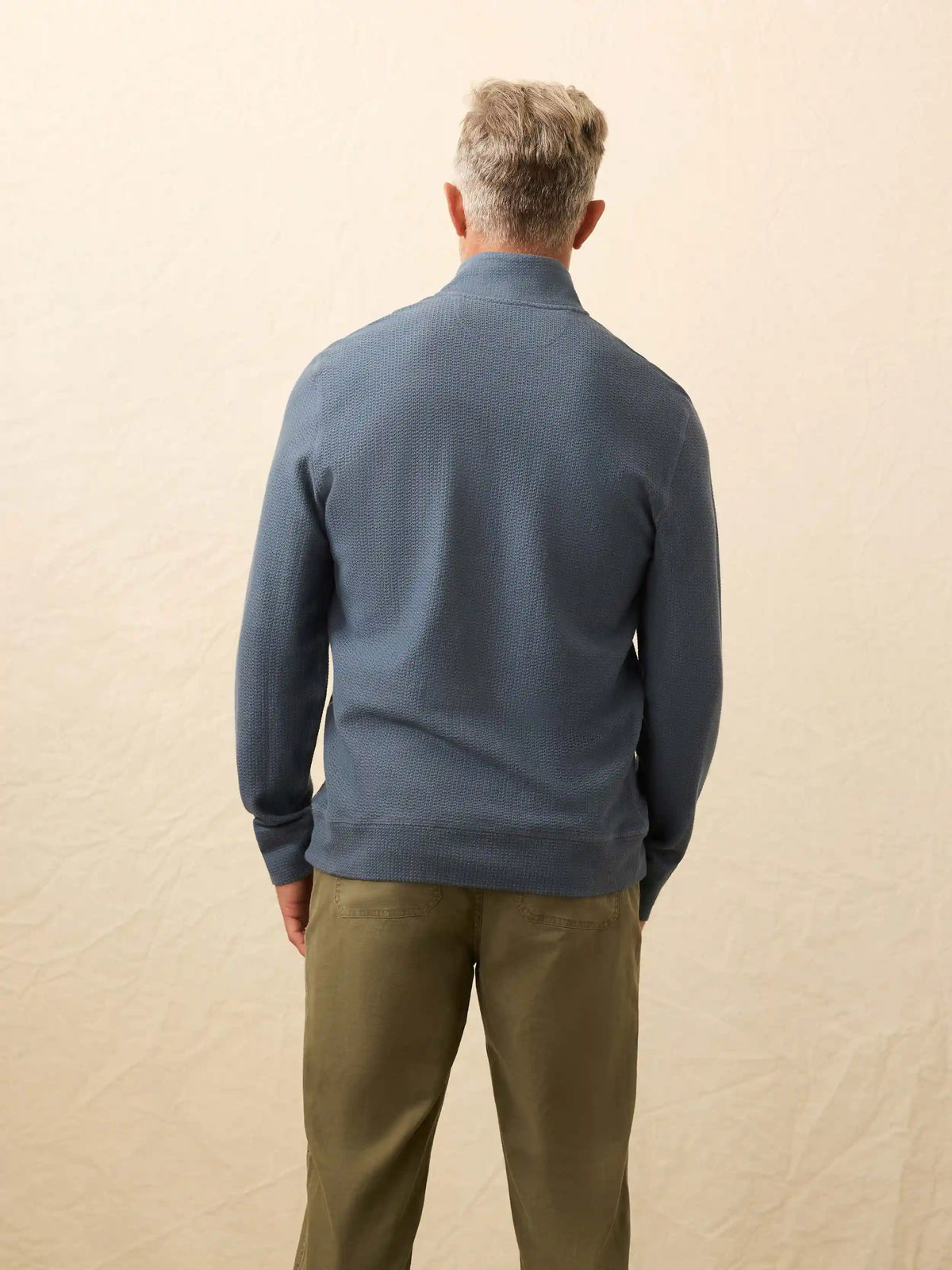 Textured Knit Quarter Zip - Breaker Blue