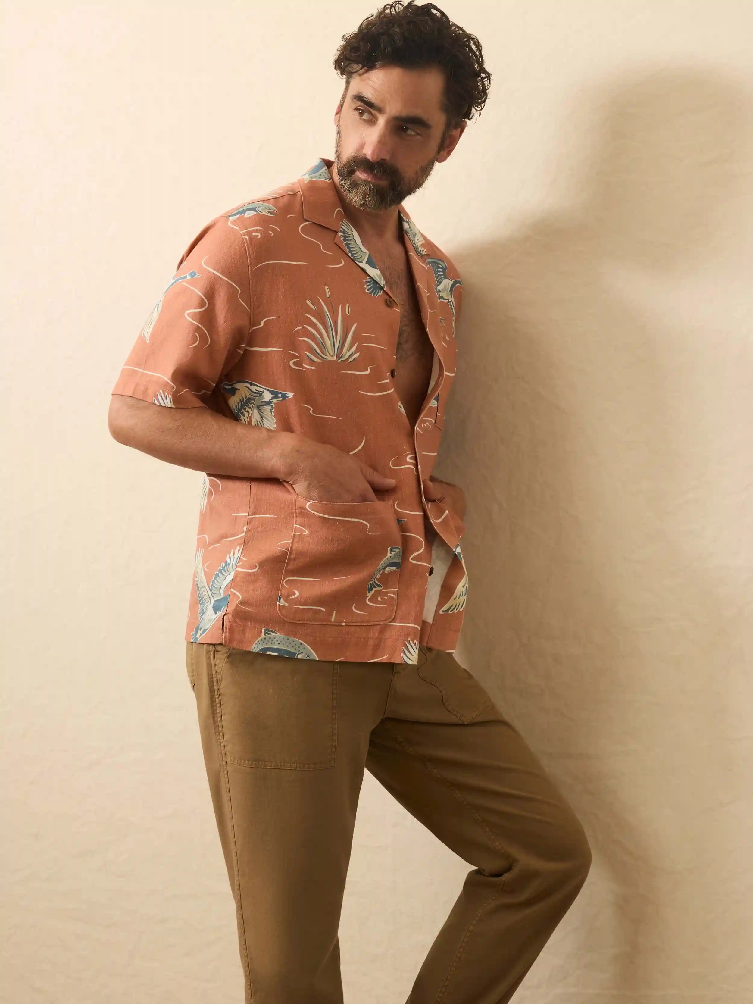 Short-Sleeve Resort Shirt - Red Riverside