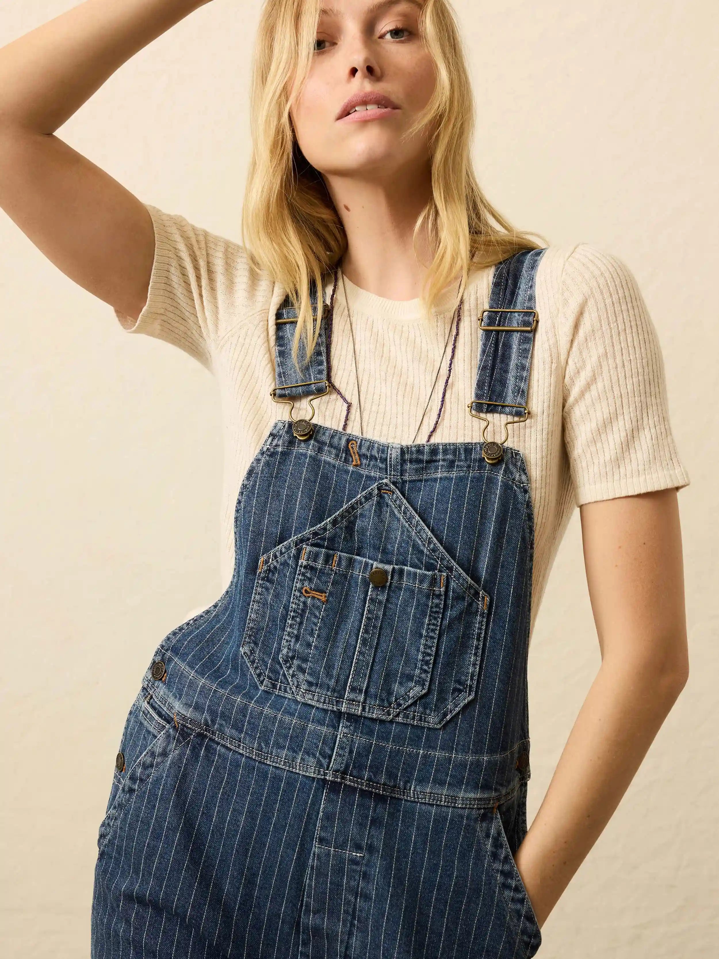 Denim Riveter Overall - Dusk Stripe Wash