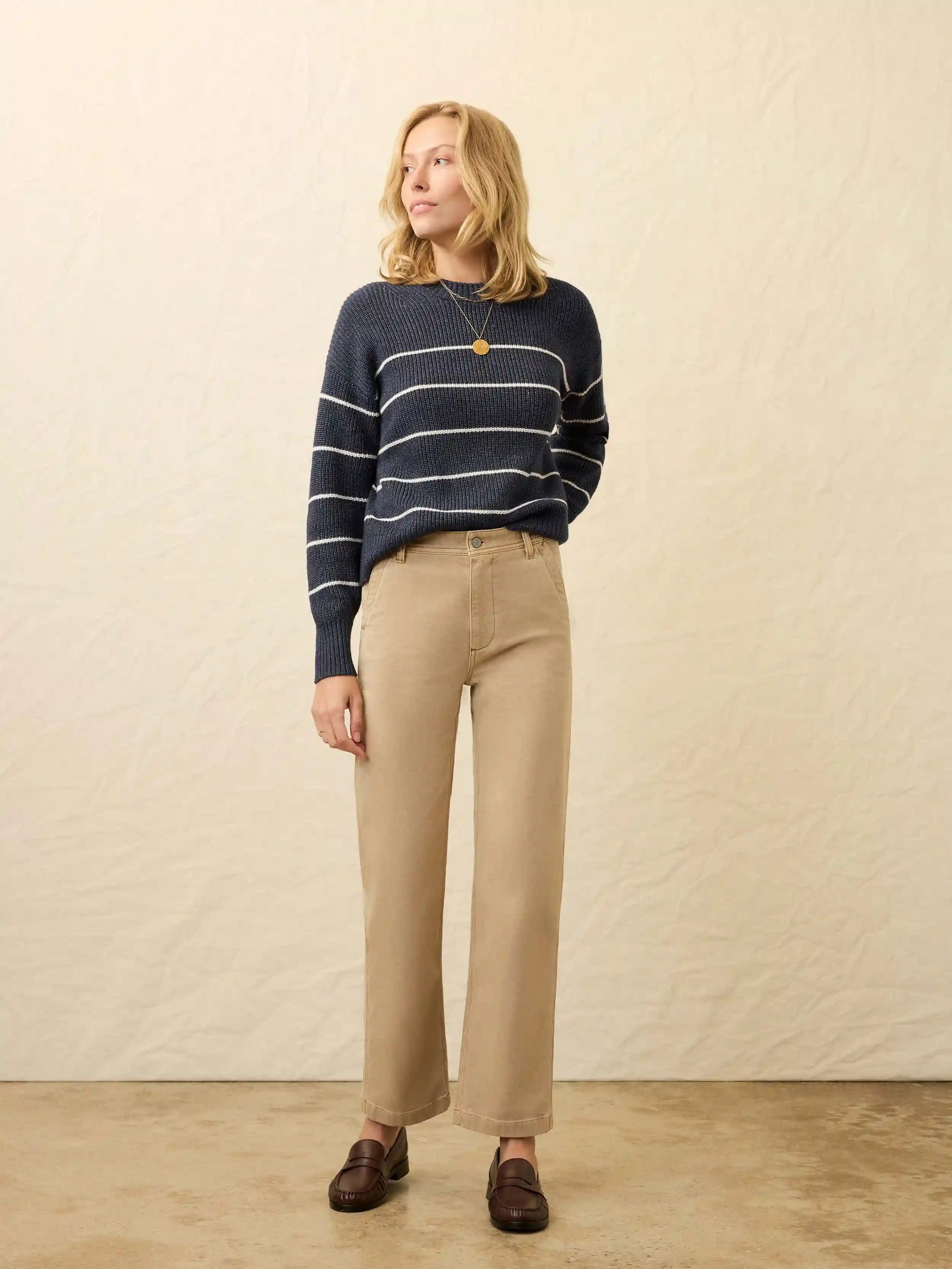 Sunwashed Fisherman Sweater - Water Mill Stripe