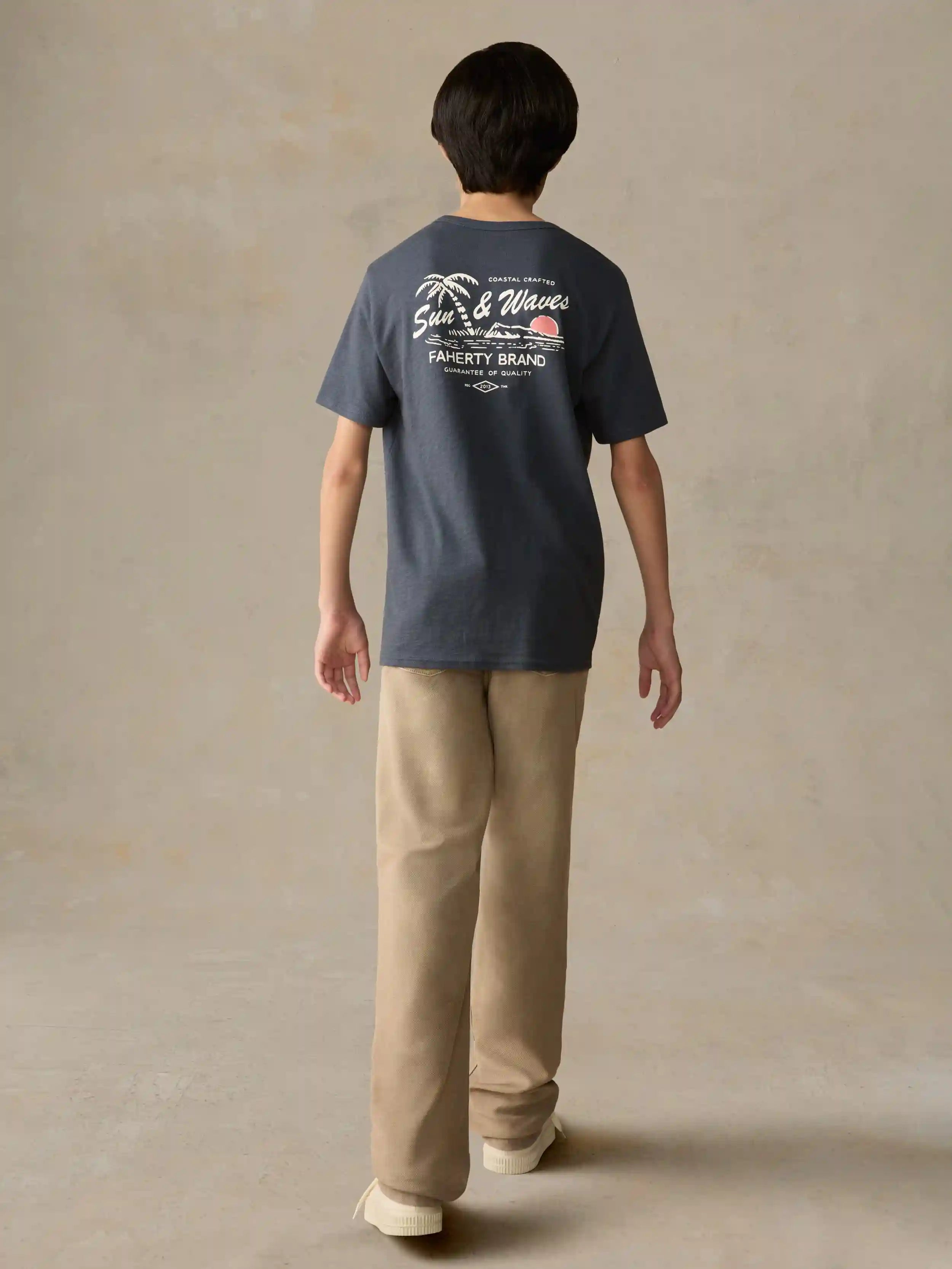 Big Kids Graphic Sun And Wave Tee - Dune Navy