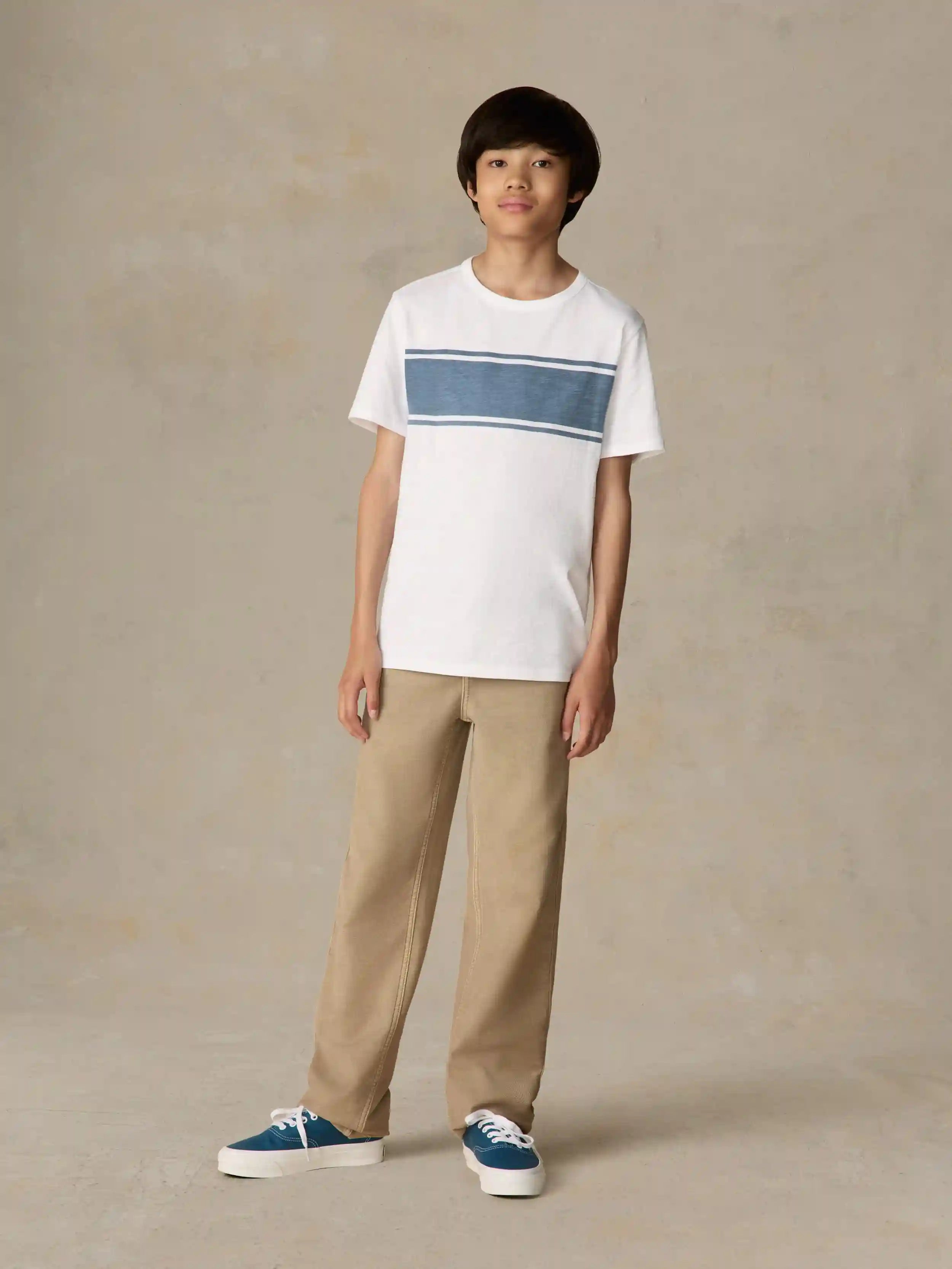 Big Kids Sunwashed Surf Striped Tee - White Surf Stripe