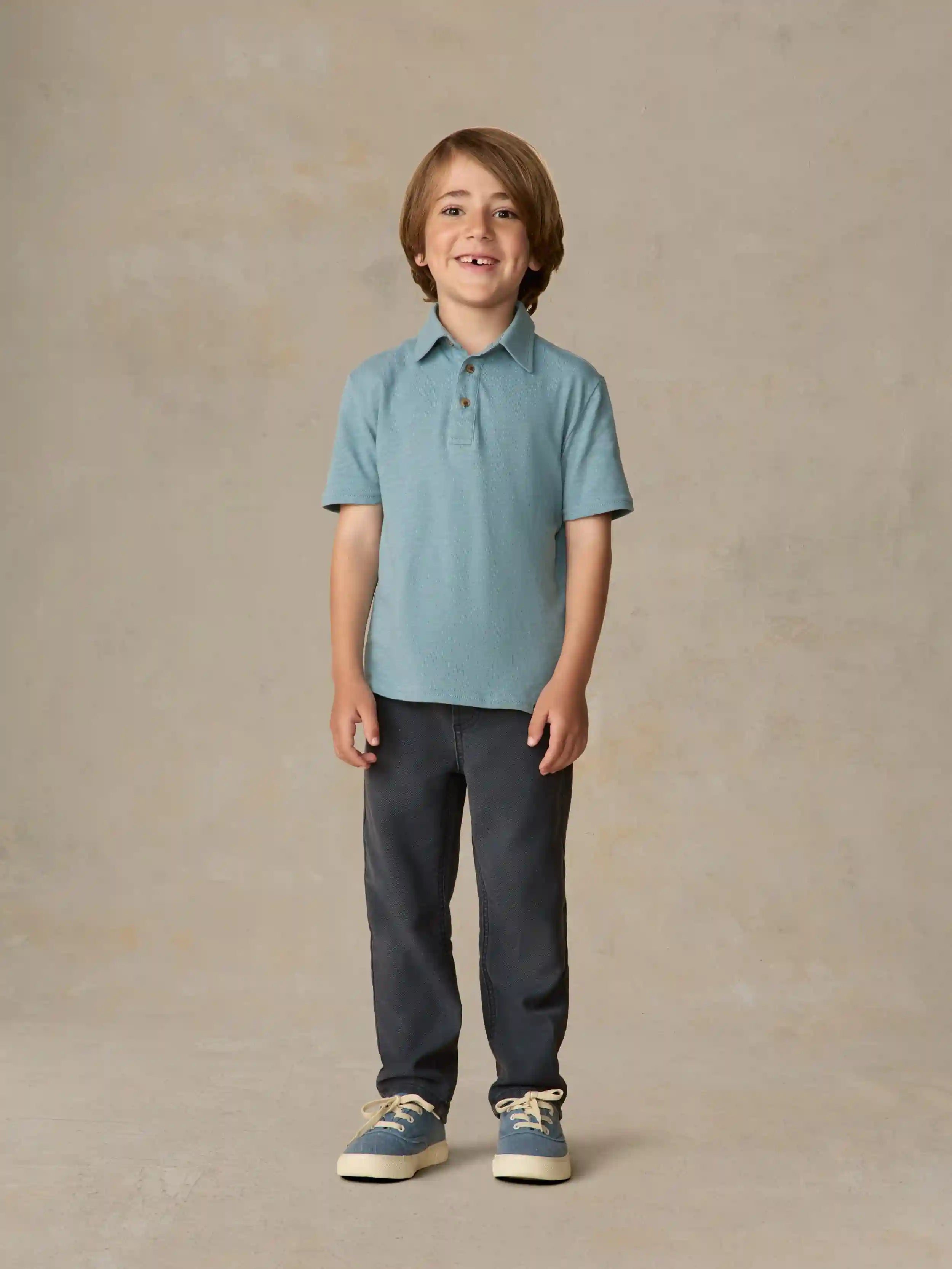 Little Kids Sunwashed T-Shirt Polo - Stormy Lake