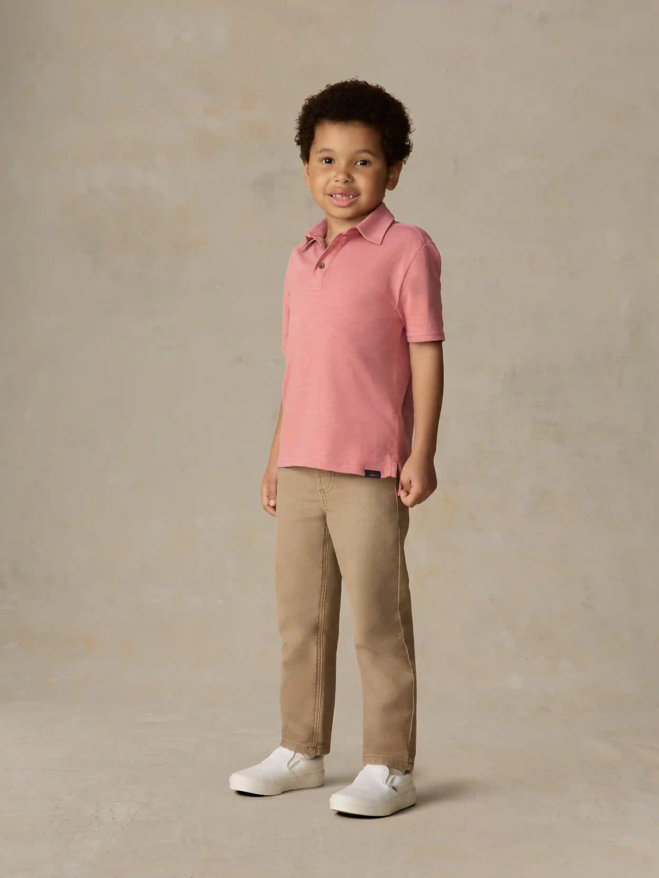 Little Kids Sunwashed T-Shirt Polo - Faded Flag