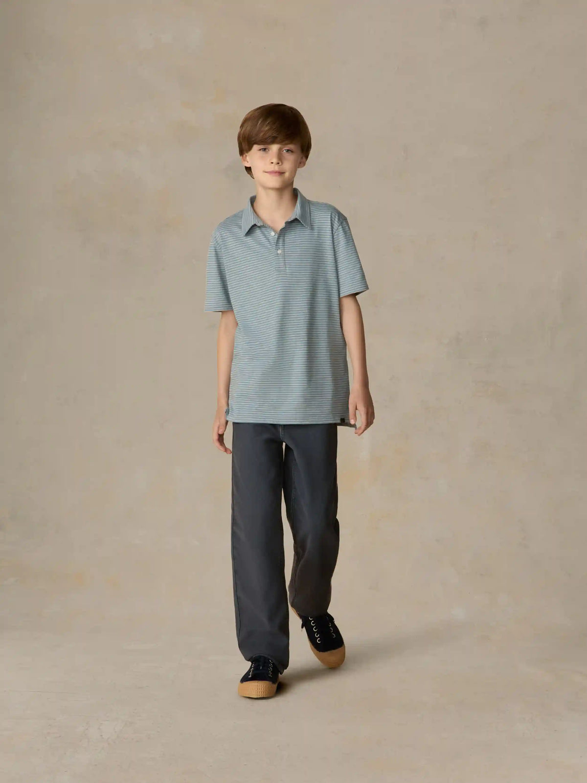 Big Kids Sunwashed Striped T-Shirt Polo - Mountain Wind Stripe