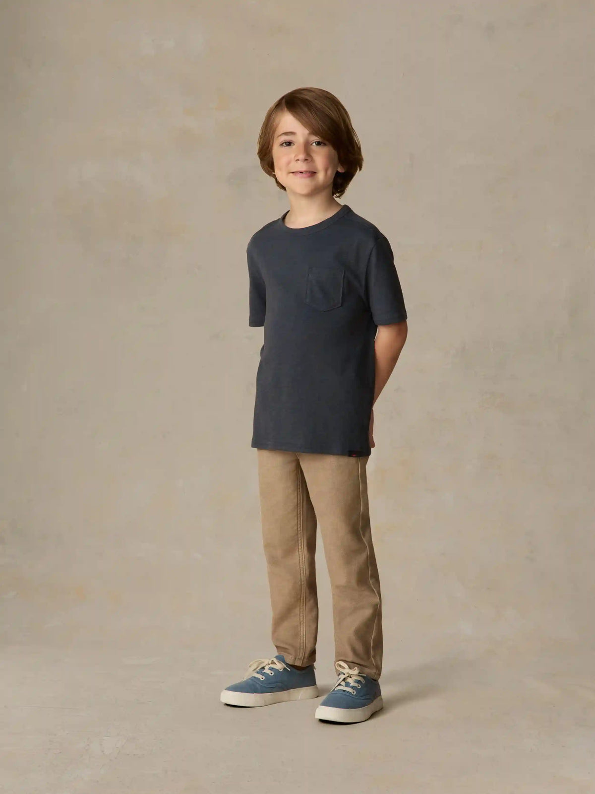 Little Kids Sunwashed Regenerative Pocket Tee - Dune Navy