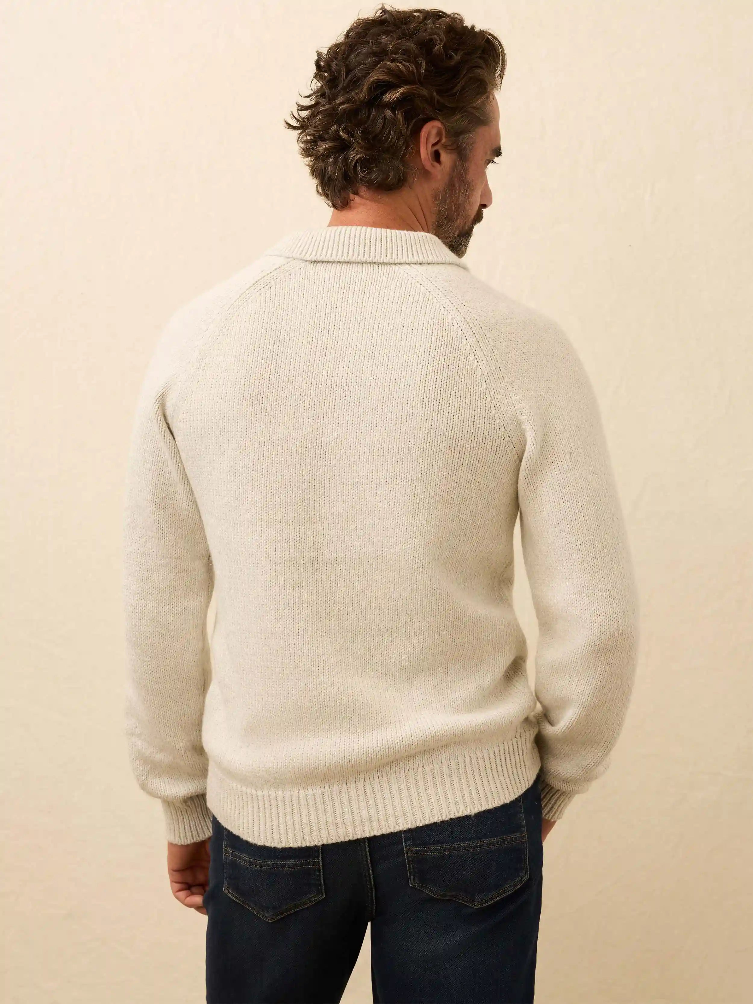 Heirloom Long-Sleeve Sweater Polo - Heather Grey