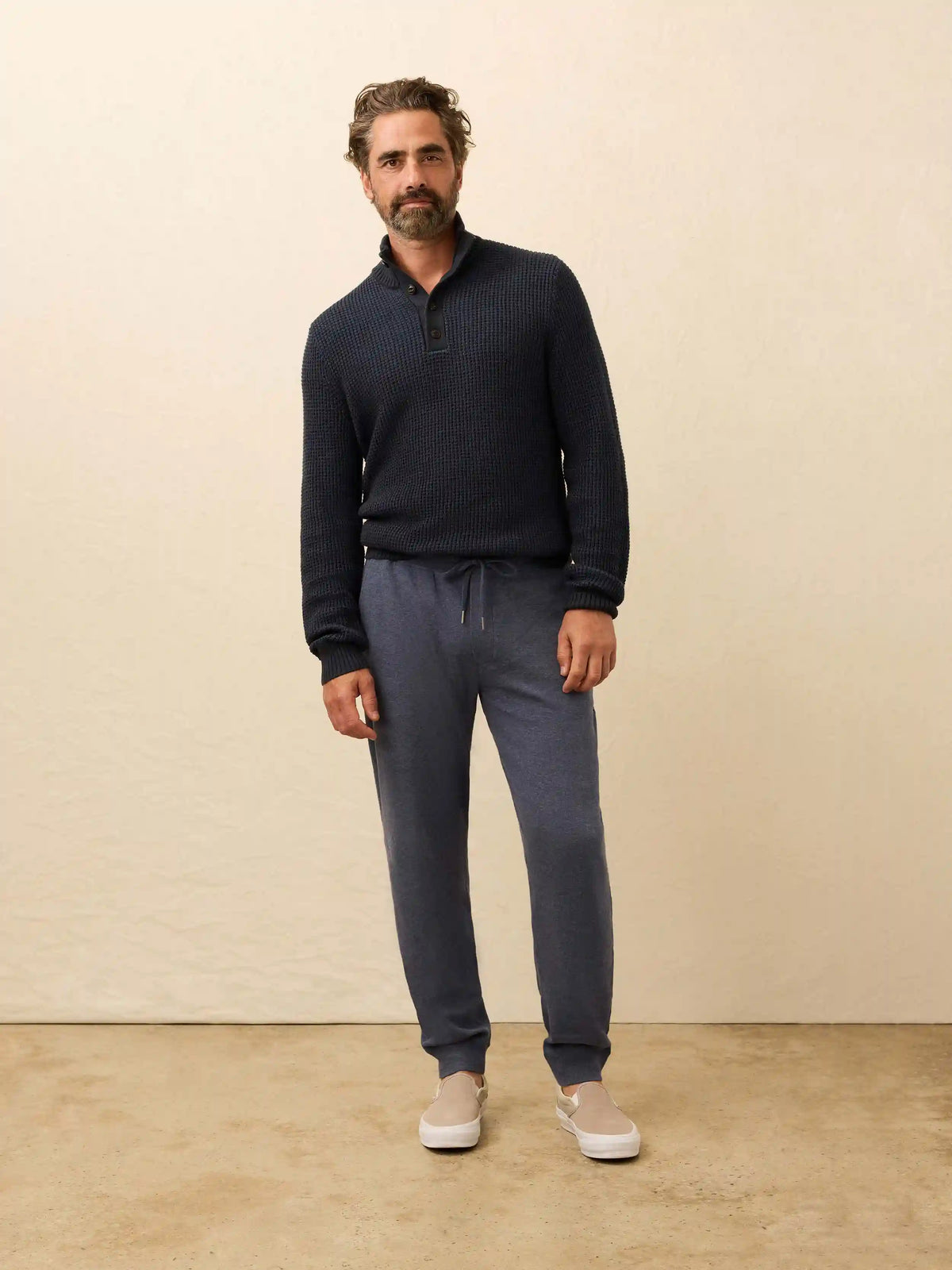 Aspen Lounge Cashmere Sweatpant - Night Ocean Melange