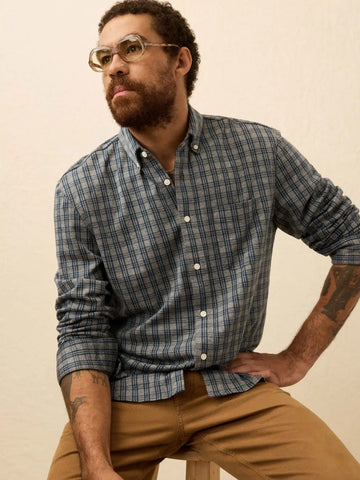 Coastline Knit Shirt - Ocean Grey Check