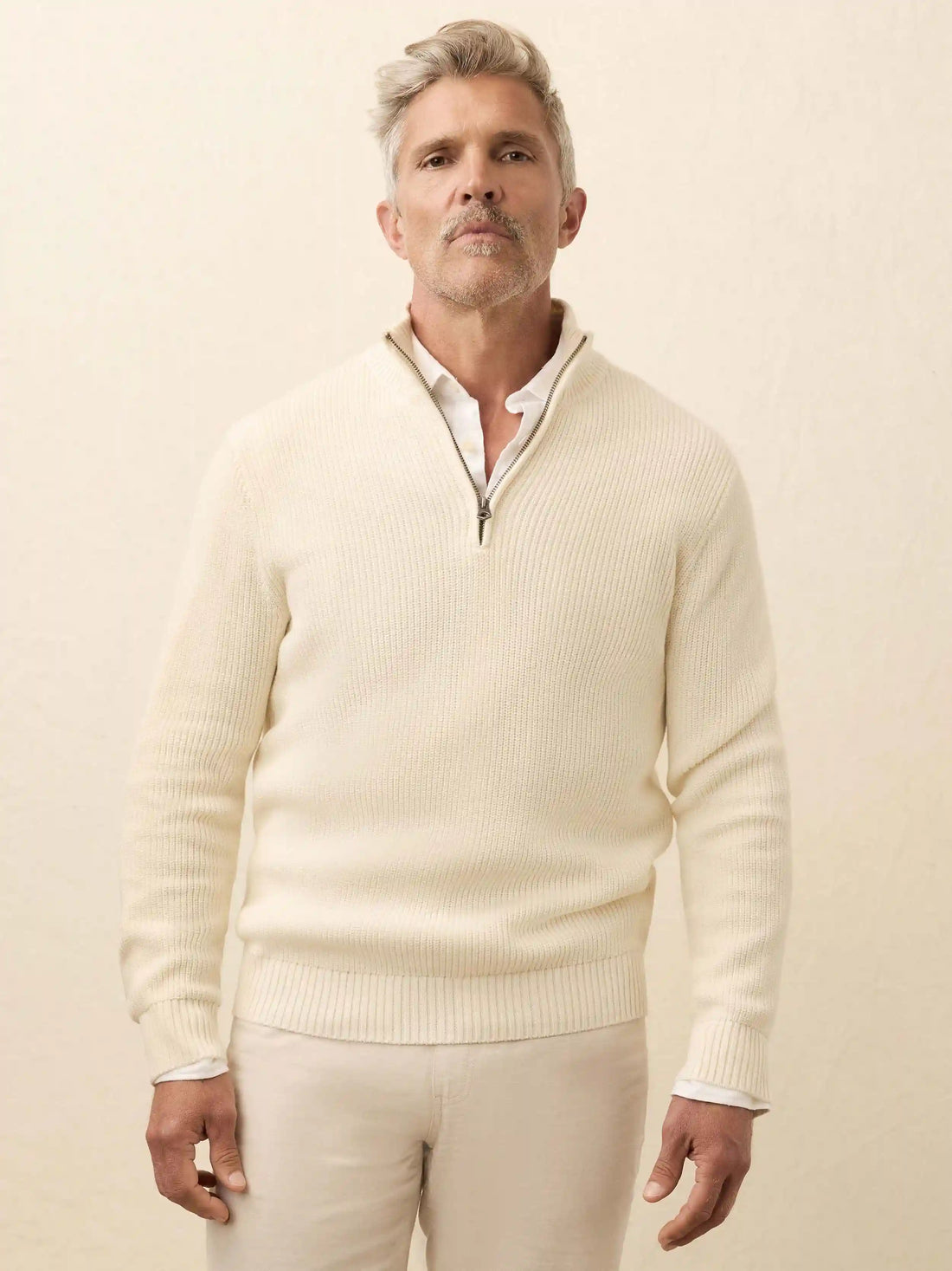 Sunwashed Quarter Zip Sweater - White Shell