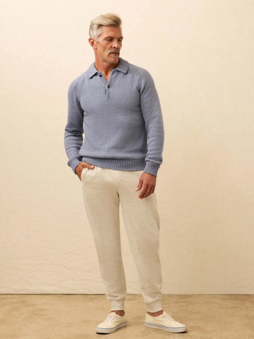 Heirloom Long-Sleeve Sweater Polo - Flint