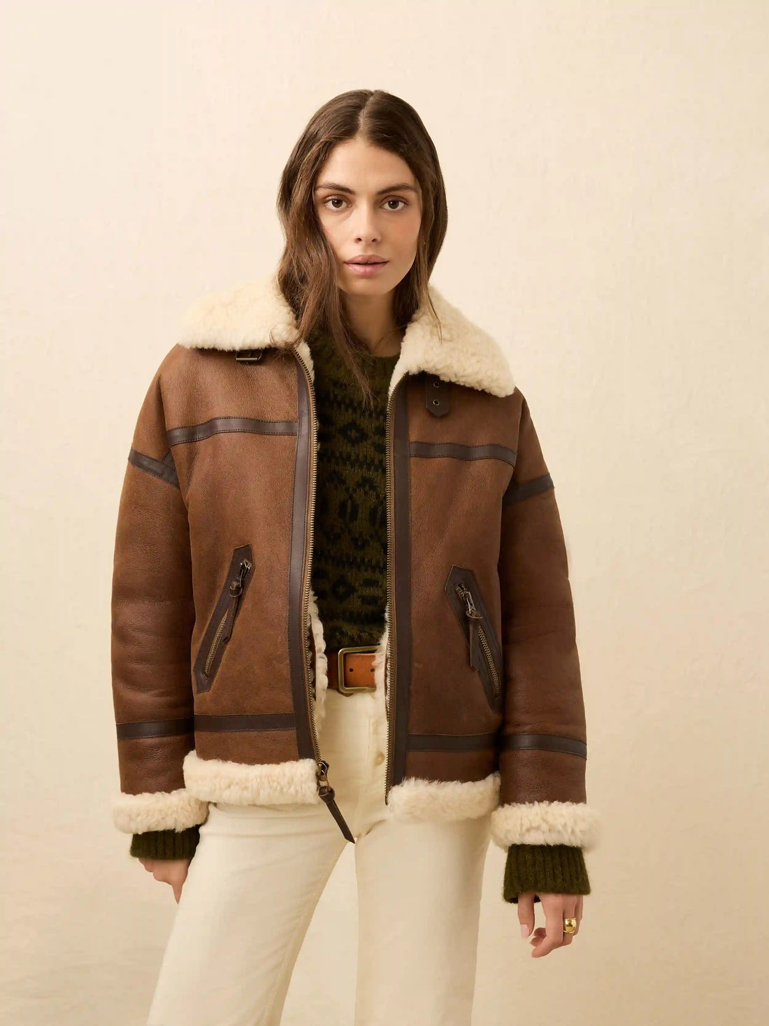 Sedona Shearling Flight Jacket - Brown