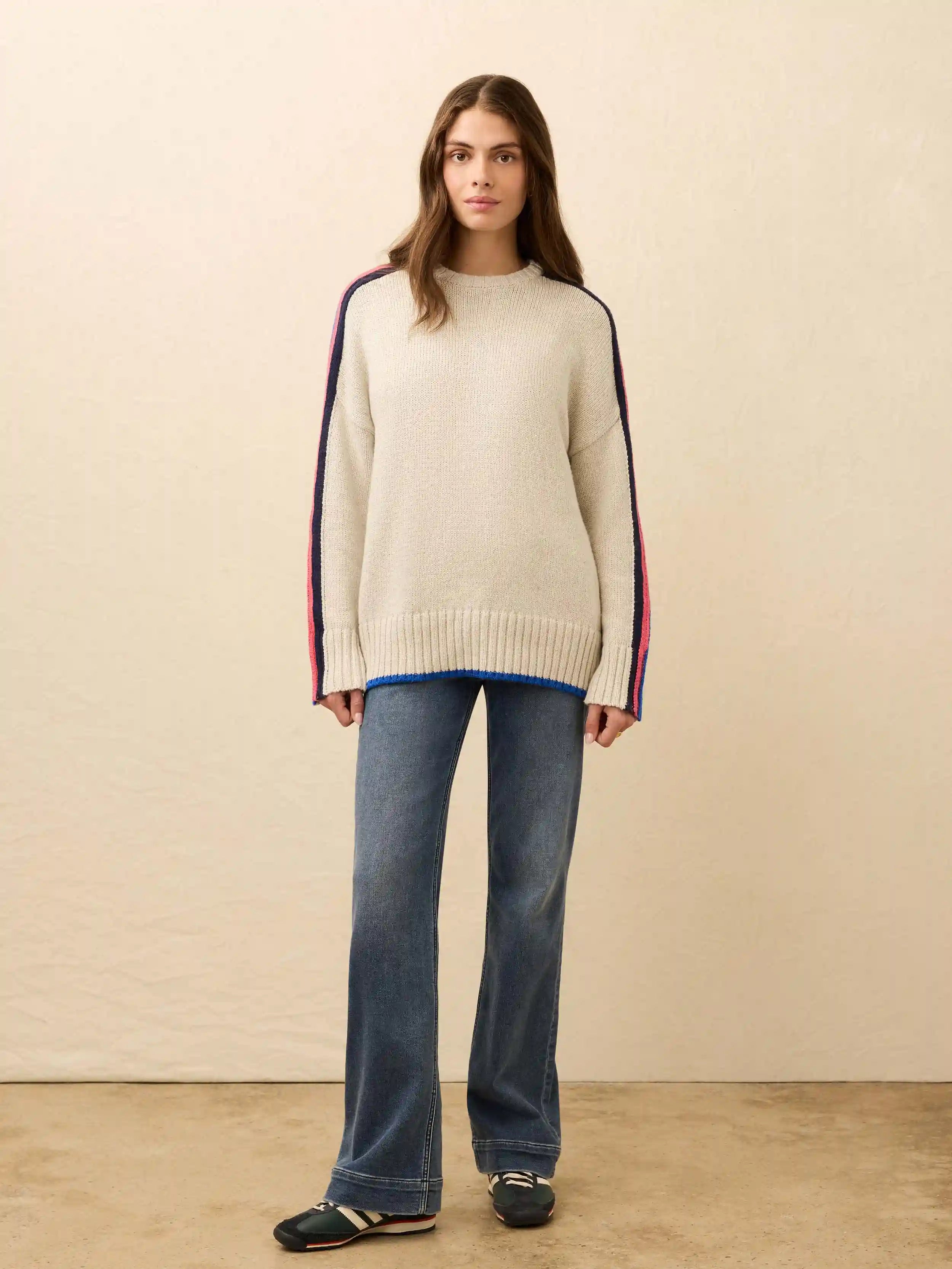 Heirloom Cotton Summit Pullover - Ice Grey Heather Stripe