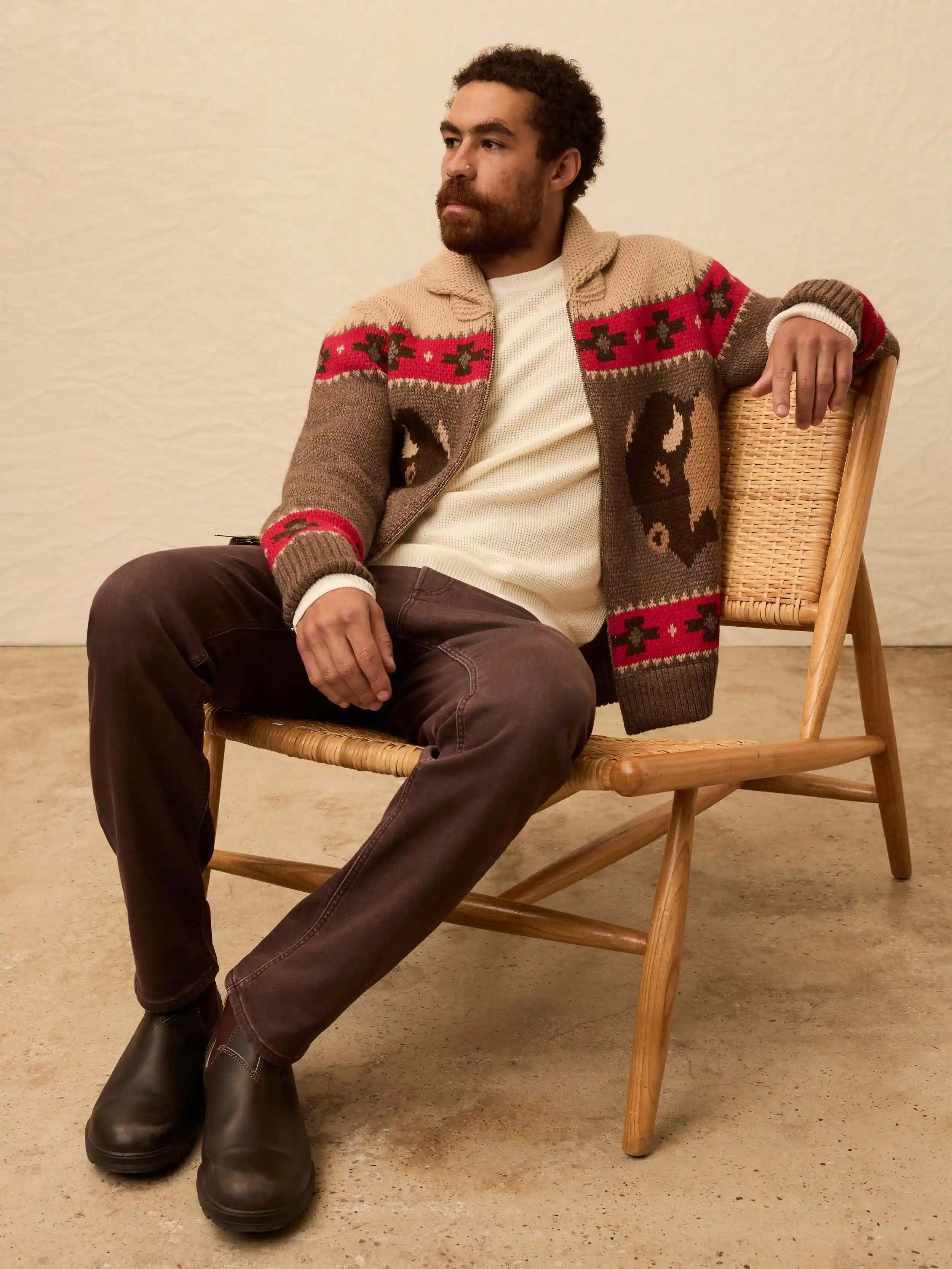 Steven Paul Judd Buffalo Zip Cardigan - Brown Winter Prairie