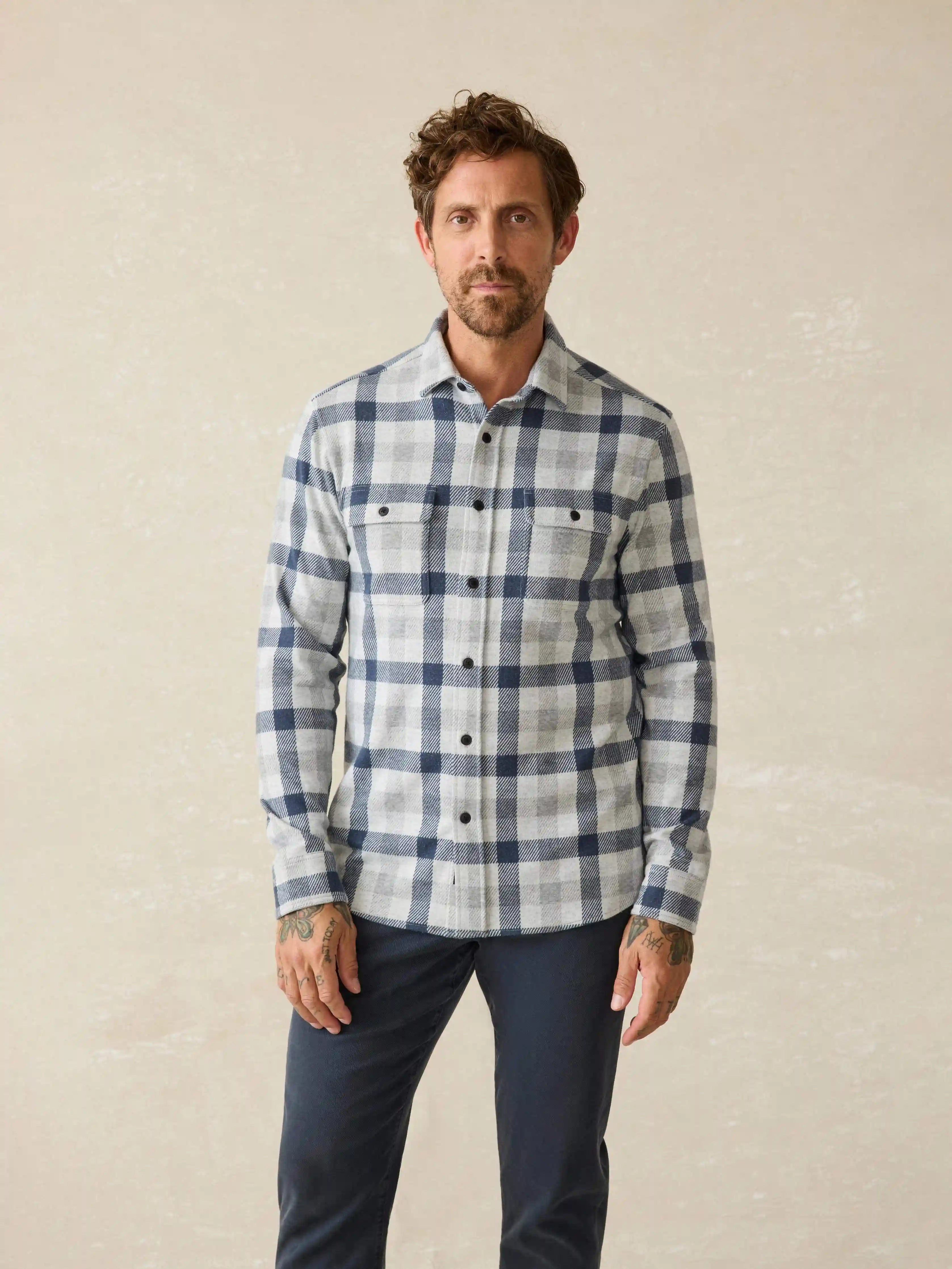 Legend™ Sweater Shirt - Snowy Night Check
