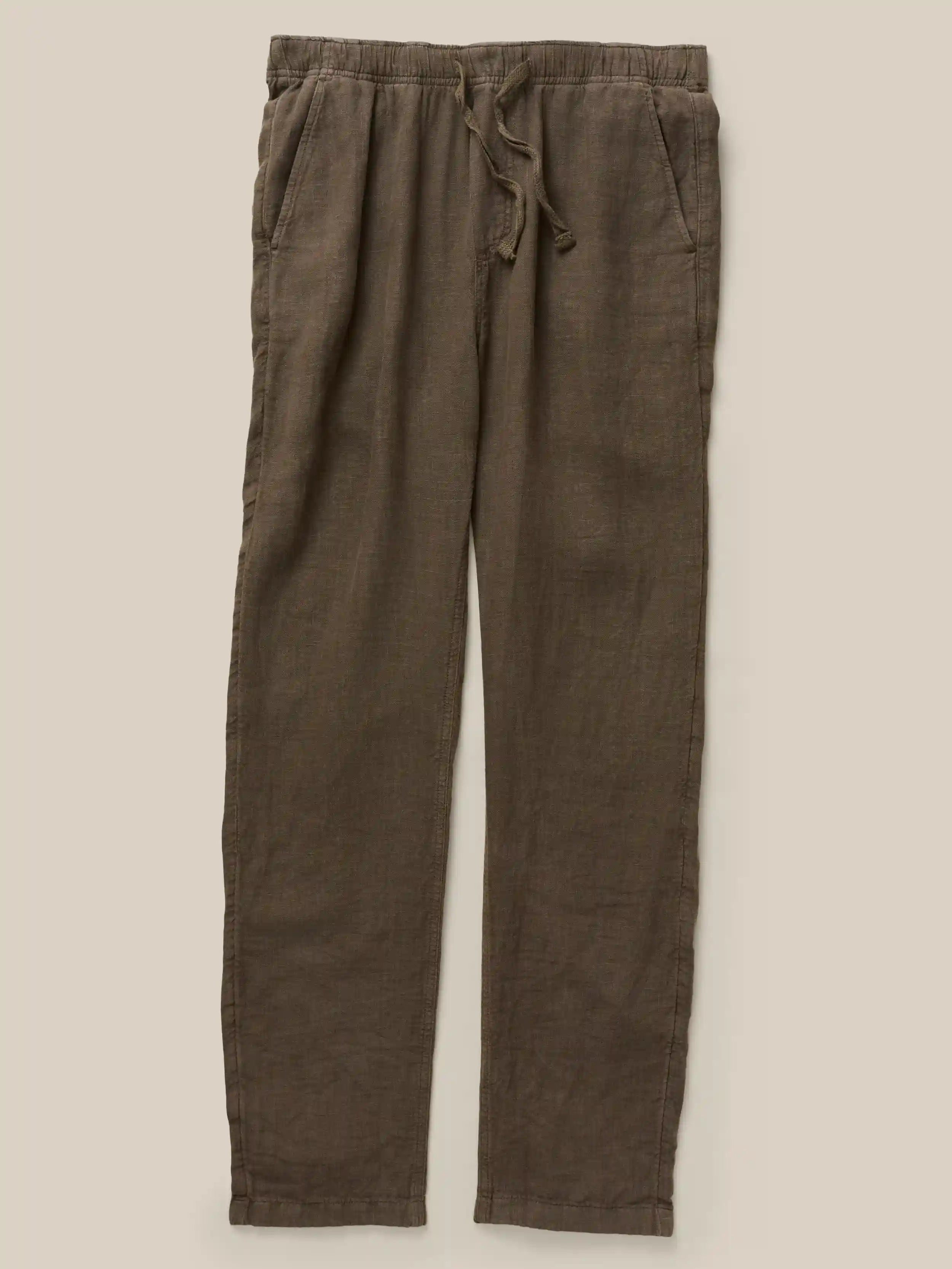 Linen Drawstring Pant - Dark Palm
