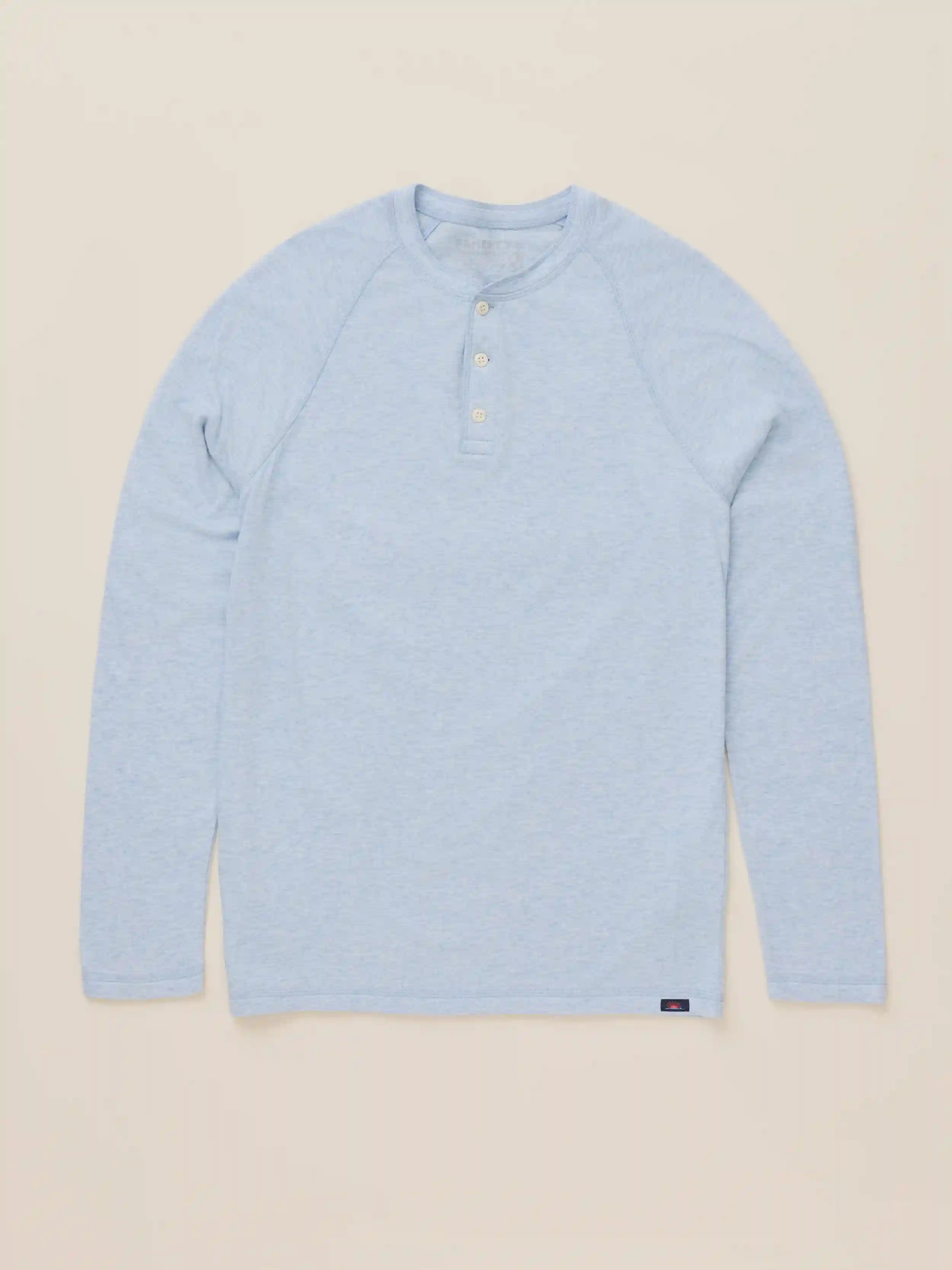 Long-Sleeve Cloud Henley - Light Blue Heather
