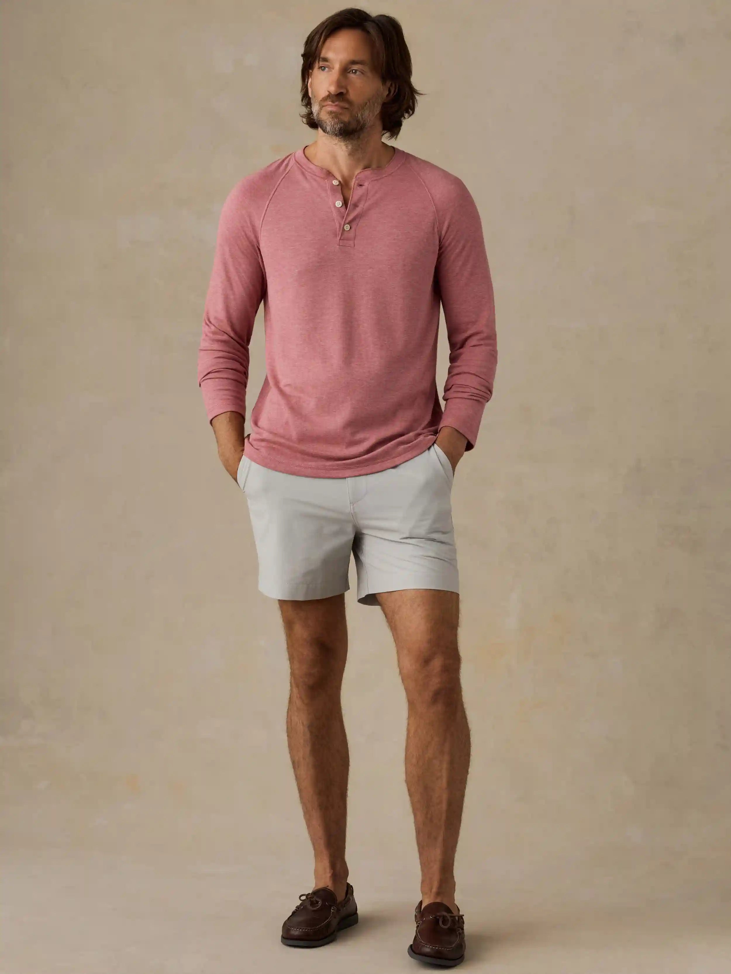 Long-Sleeve Cloud Henley - Red Sunrose Feeder