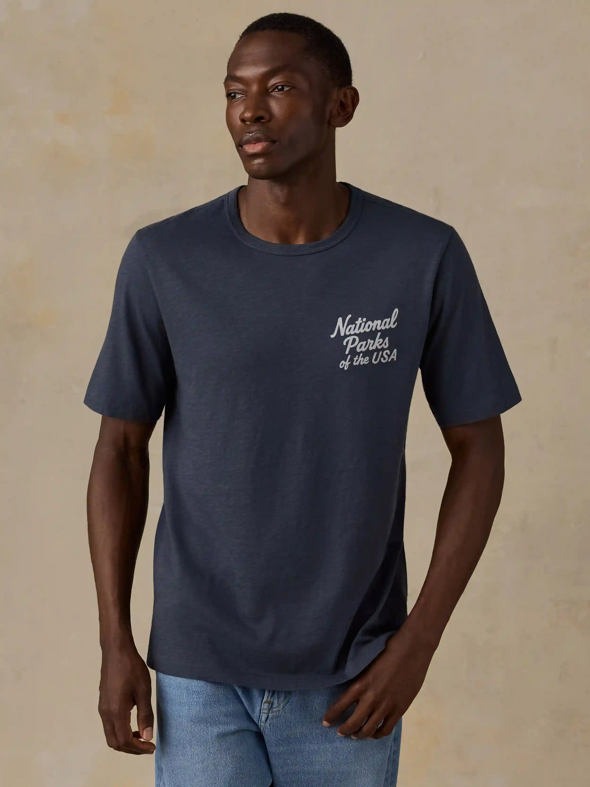 Faherty x Parks Project National Parks Short-Sleeve Sunwashed Regenerative Tee - Dune Navy