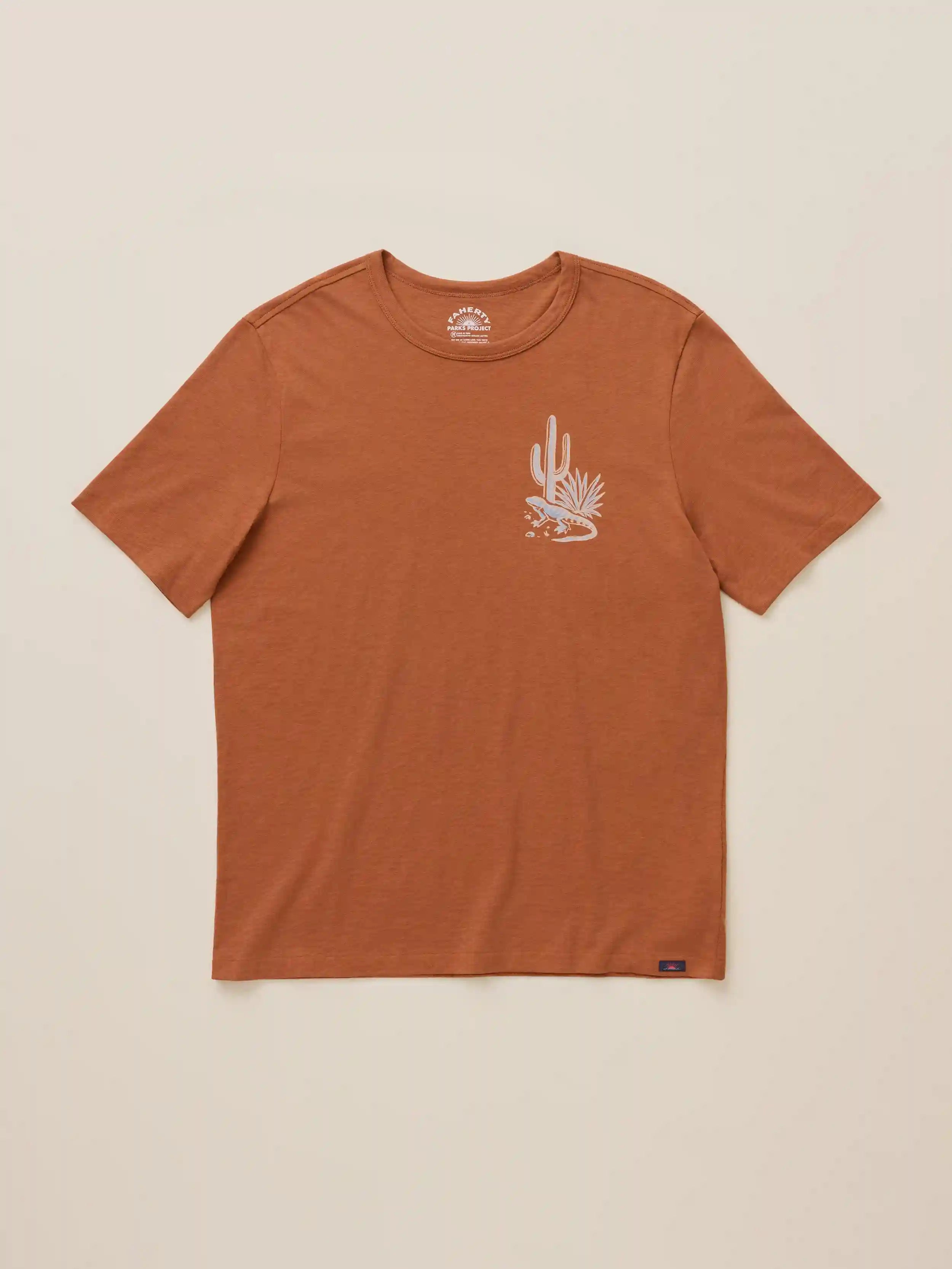 Faherty x Parks Project Chihuahuan Desert Short-Sleeve Sunwashed Regenerative Tee - Copper Red