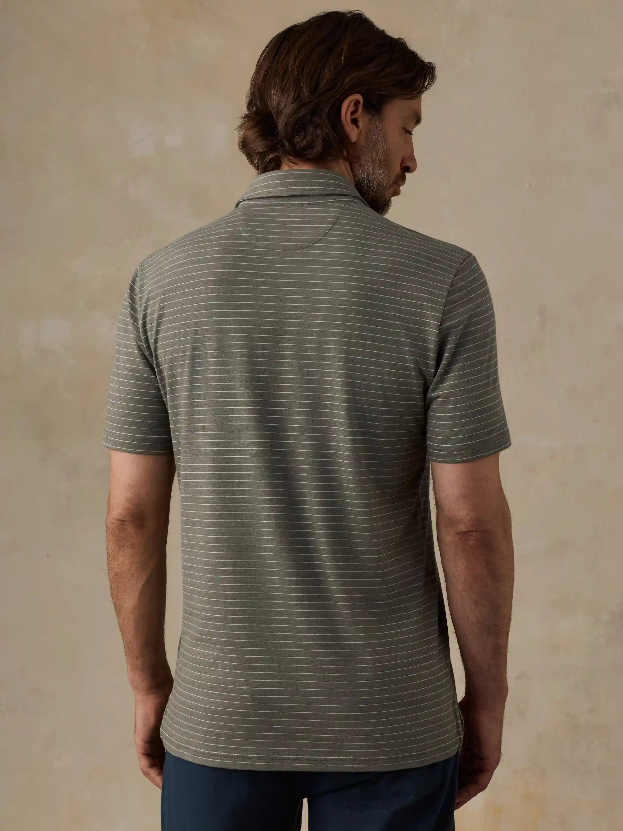 Short-Sleeve Movement™ Polo - Olive Rock Stripe