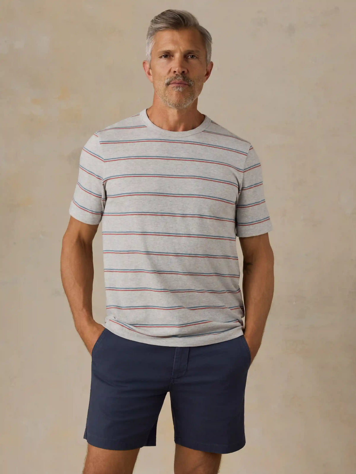 Sunwashed Regenerative Tee - Grey Water Stripe
