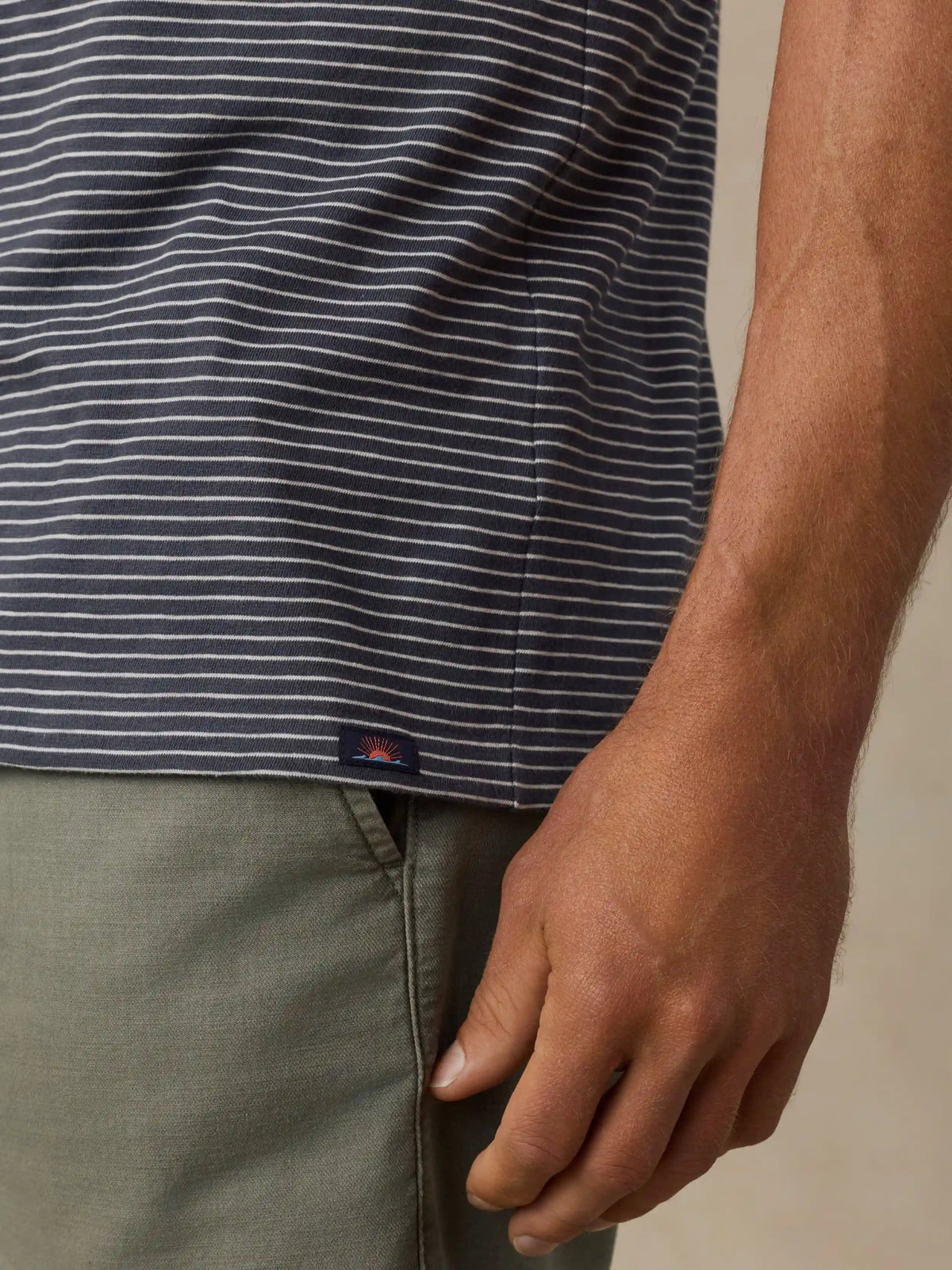 Sunwashed Regenerative Tee - Navy Ivory Stripe