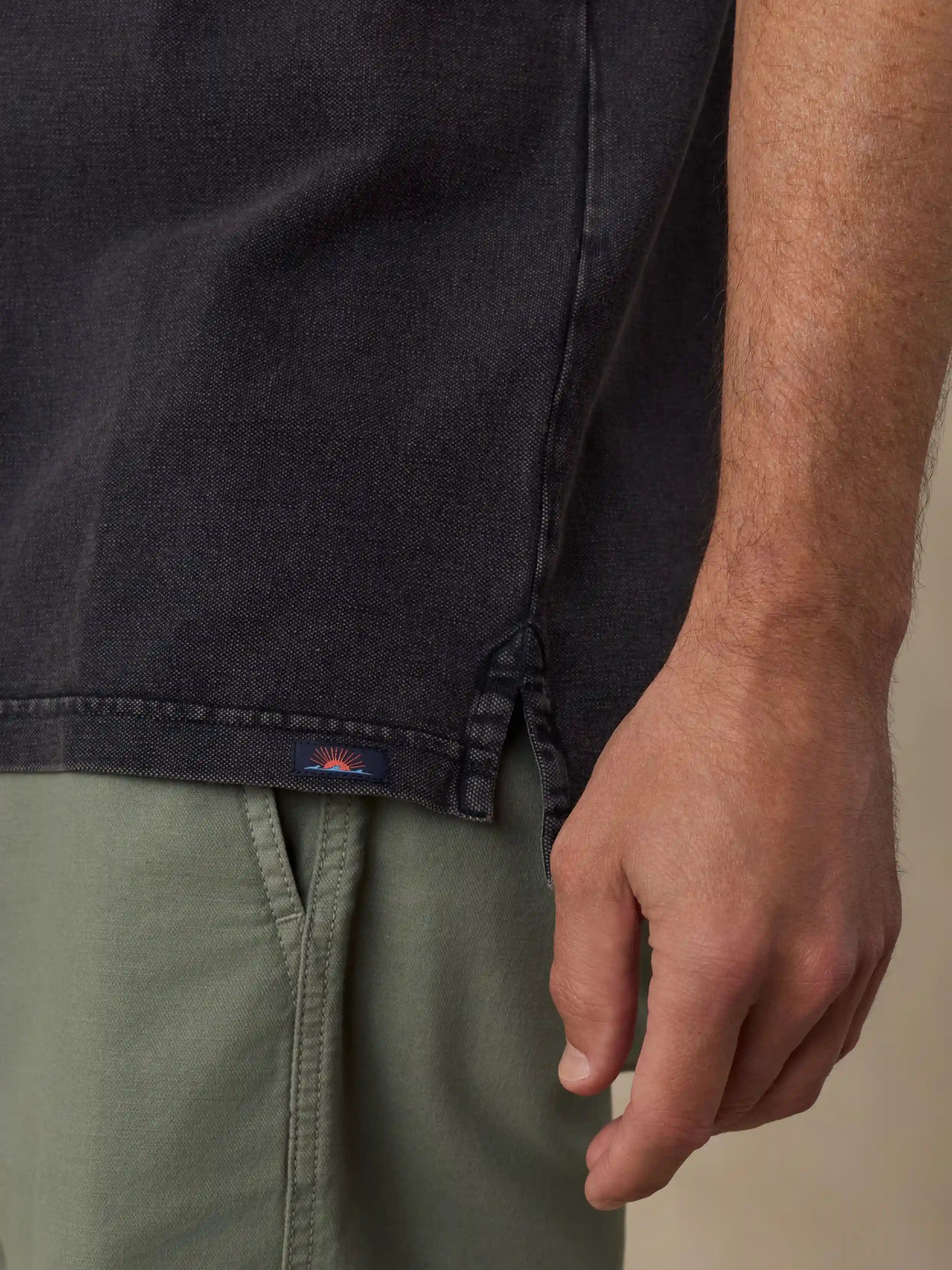 Short-Sleeve Sunwashed Pique Polo - Ridge Black