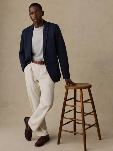 Inlet Knit Tweed Blazer - Navy Twilight Herringbone