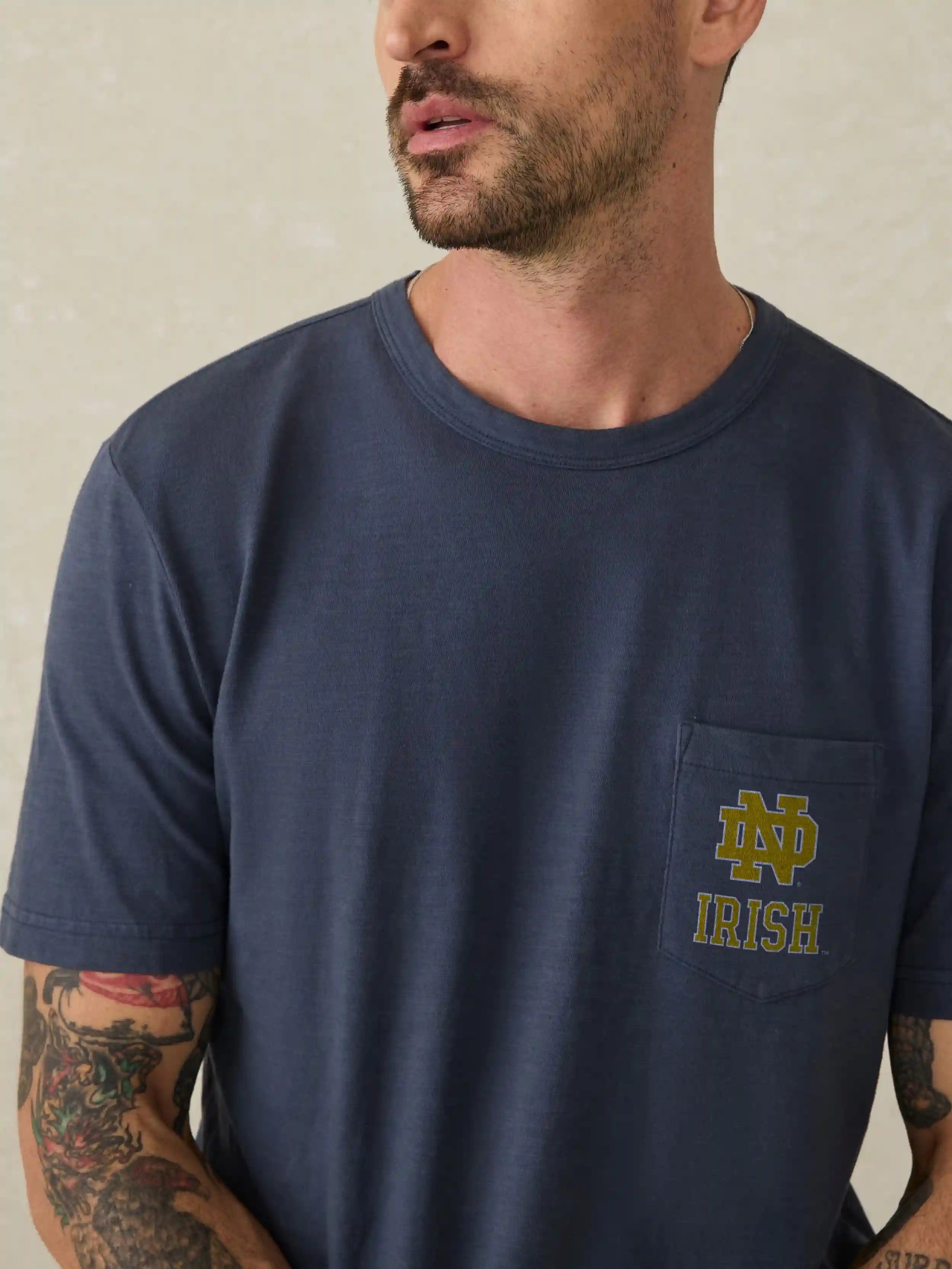 Notre Dame Sunwashed Pocket Tee - Dune Navy