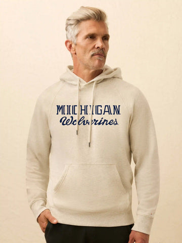 University of Michigan High Standard Fleece Hoodie - Antique Ivory Heather