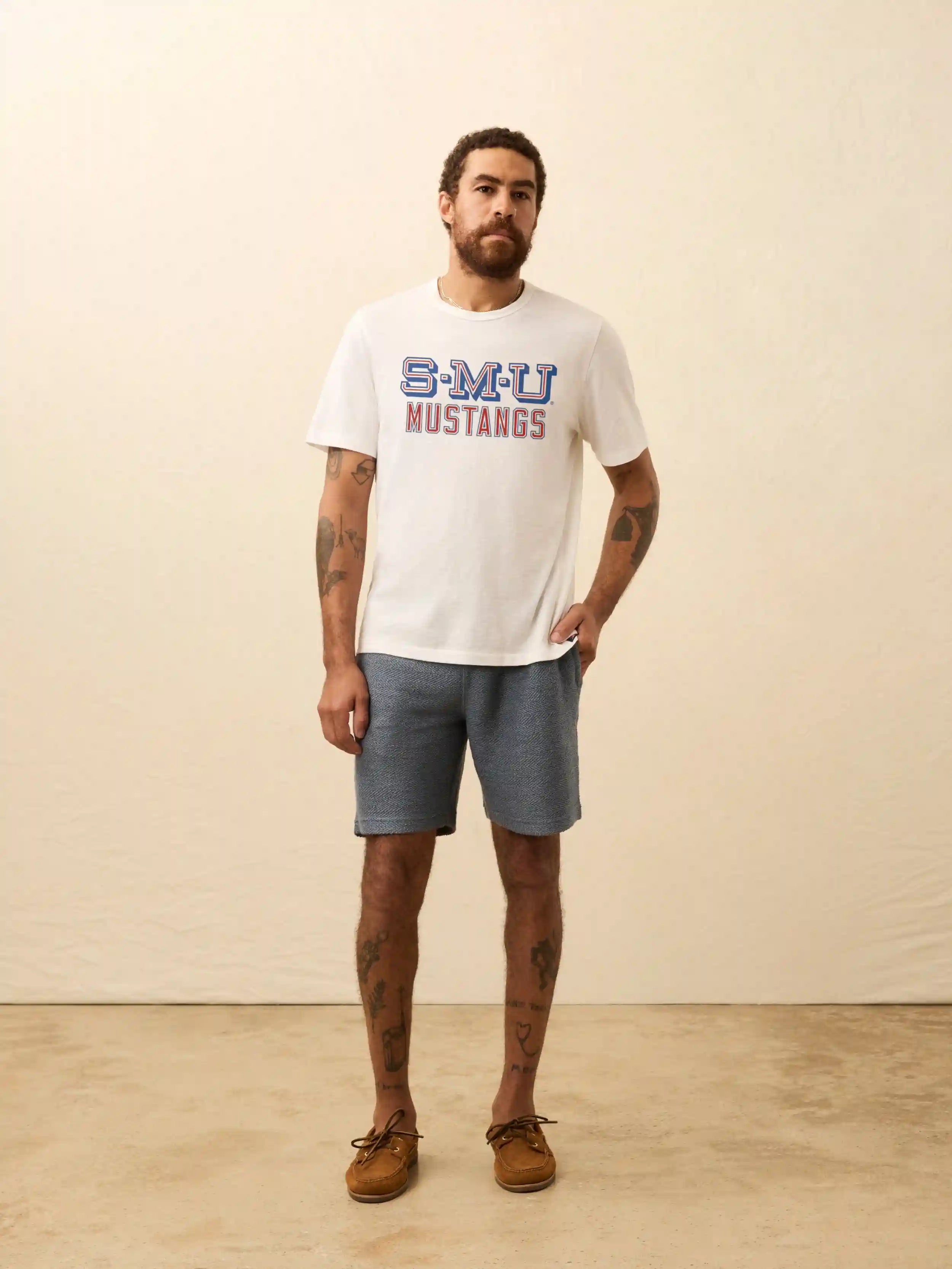 Southern Methodist University Sunwashed Regenerative Pocket Tee - White