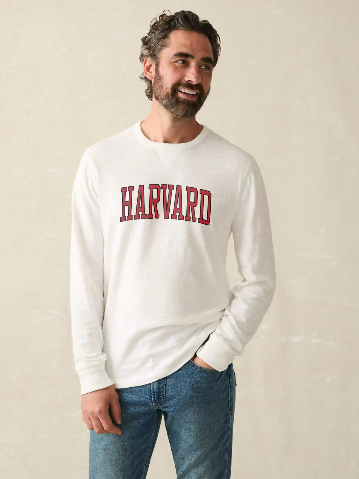 Harvard Sunwashed Organic Crew - White