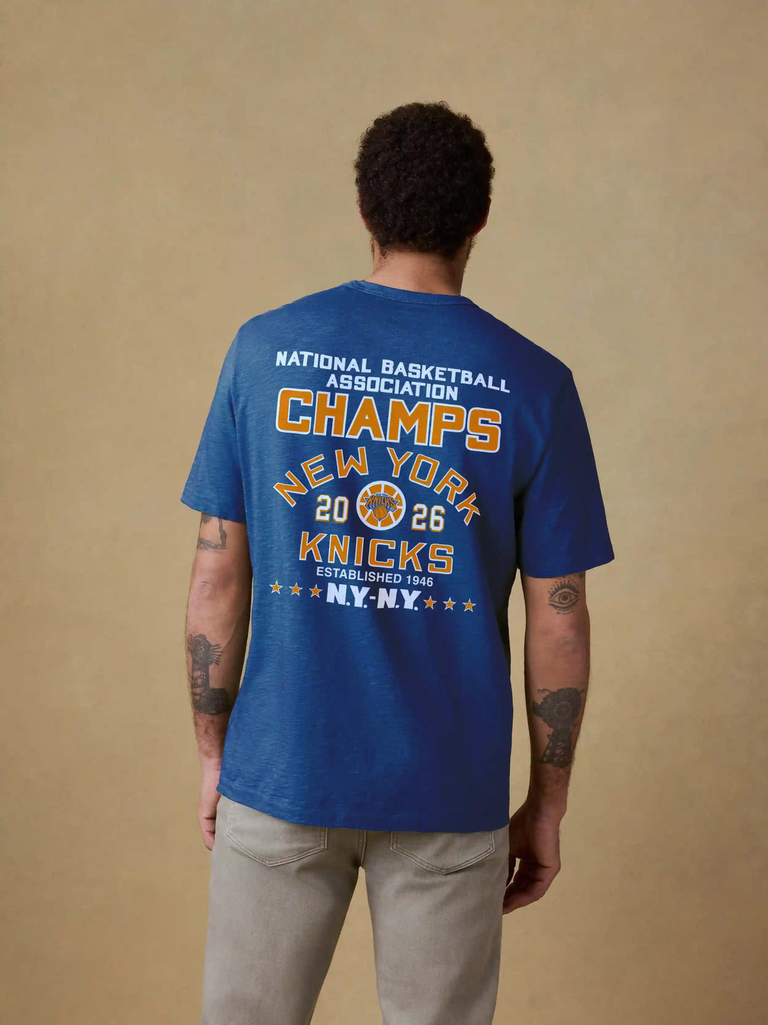 NY Knicks Sunwashed Regenerative Tee - Antilles Blue