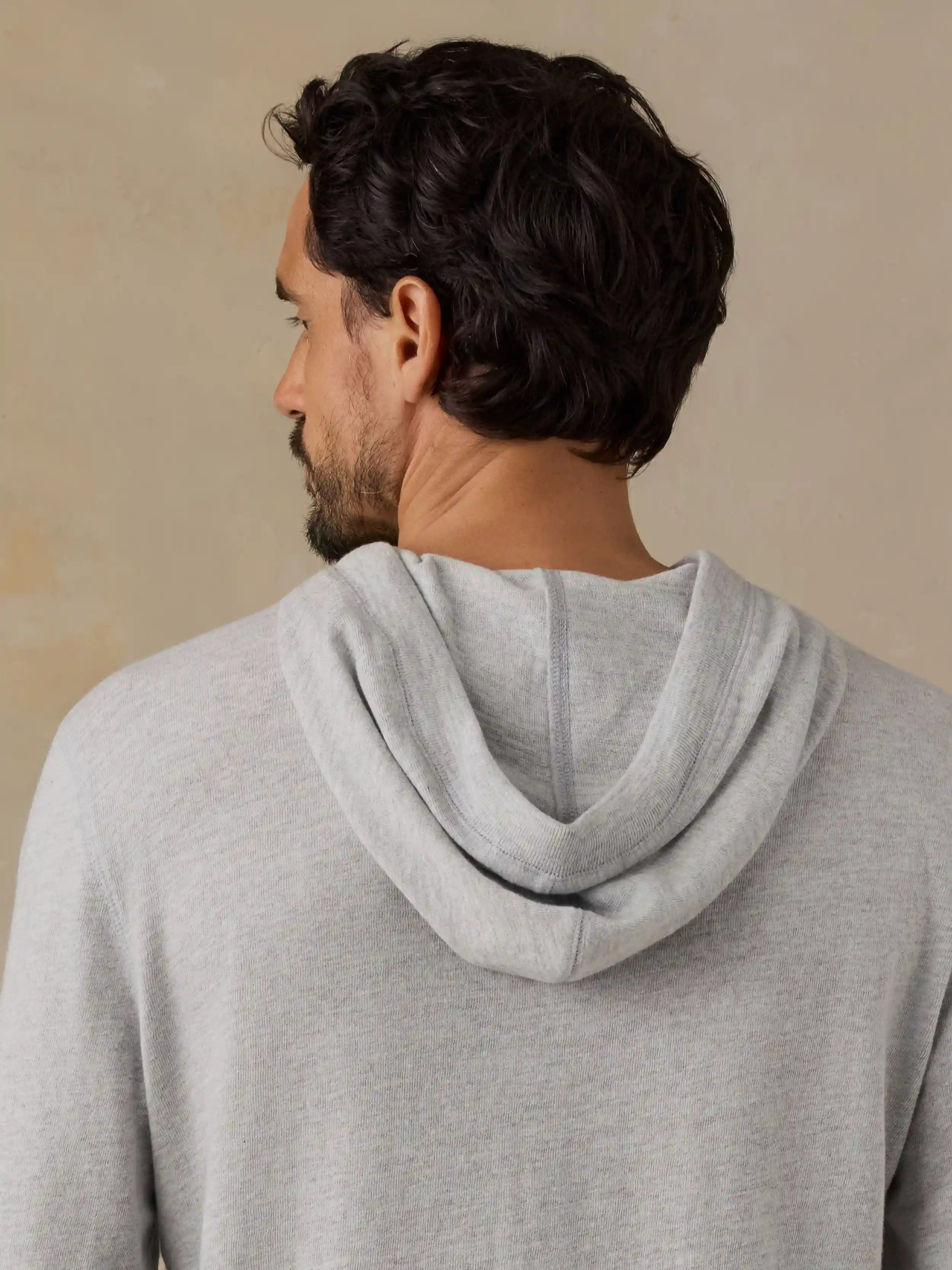 Faherty x Parks Project Great Lakes Sunwashed Organic Hoodie - Light Grey Heather