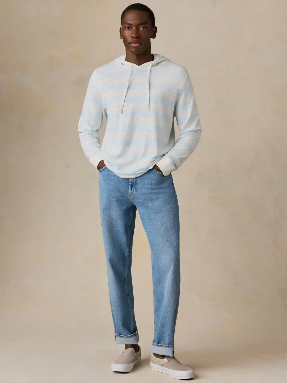 Sunwashed Organic Hoodie - Beach Sky Stripe