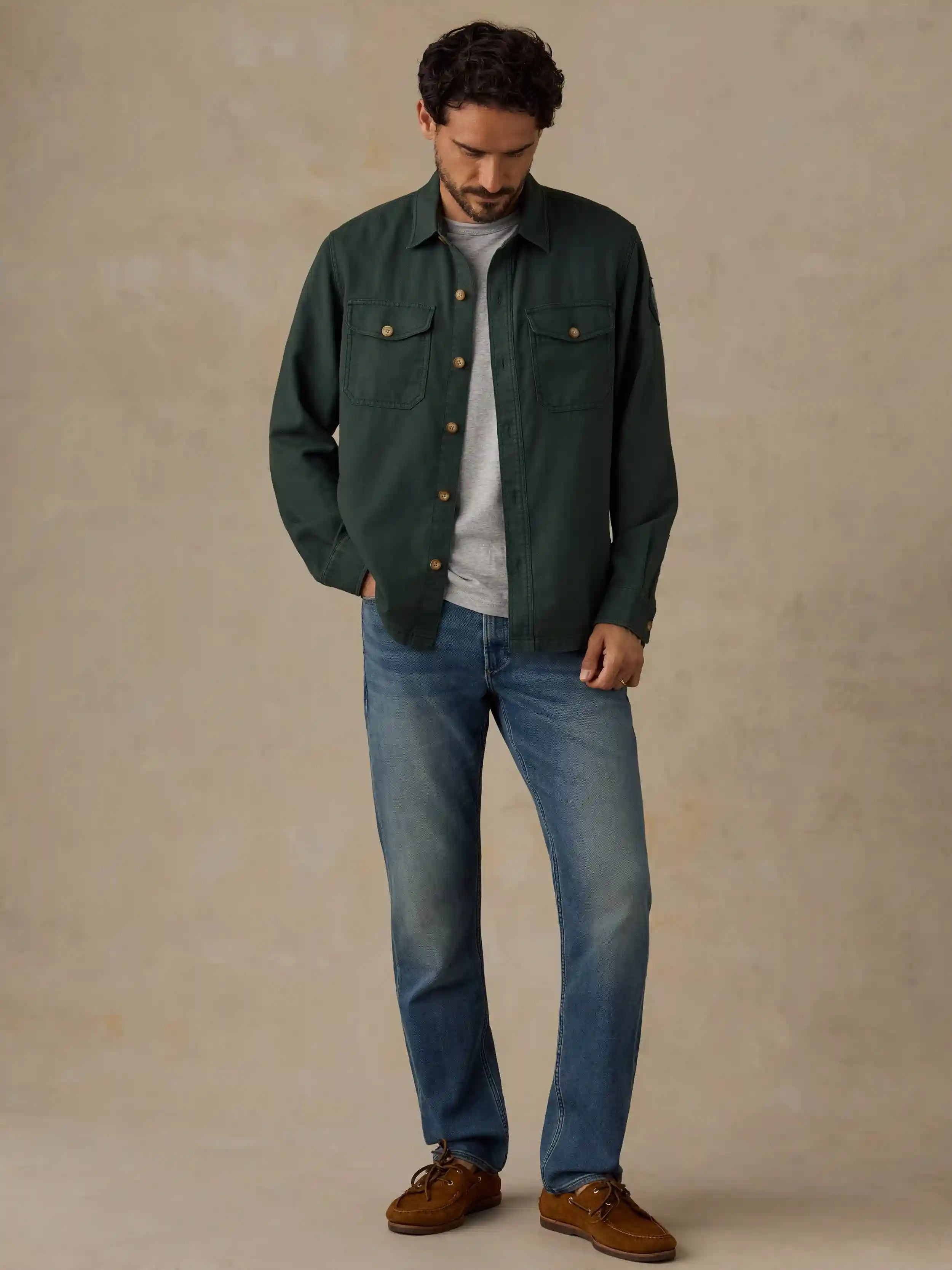 Faherty x Parks Project Tropic Surplus Shirt - Dark Pine