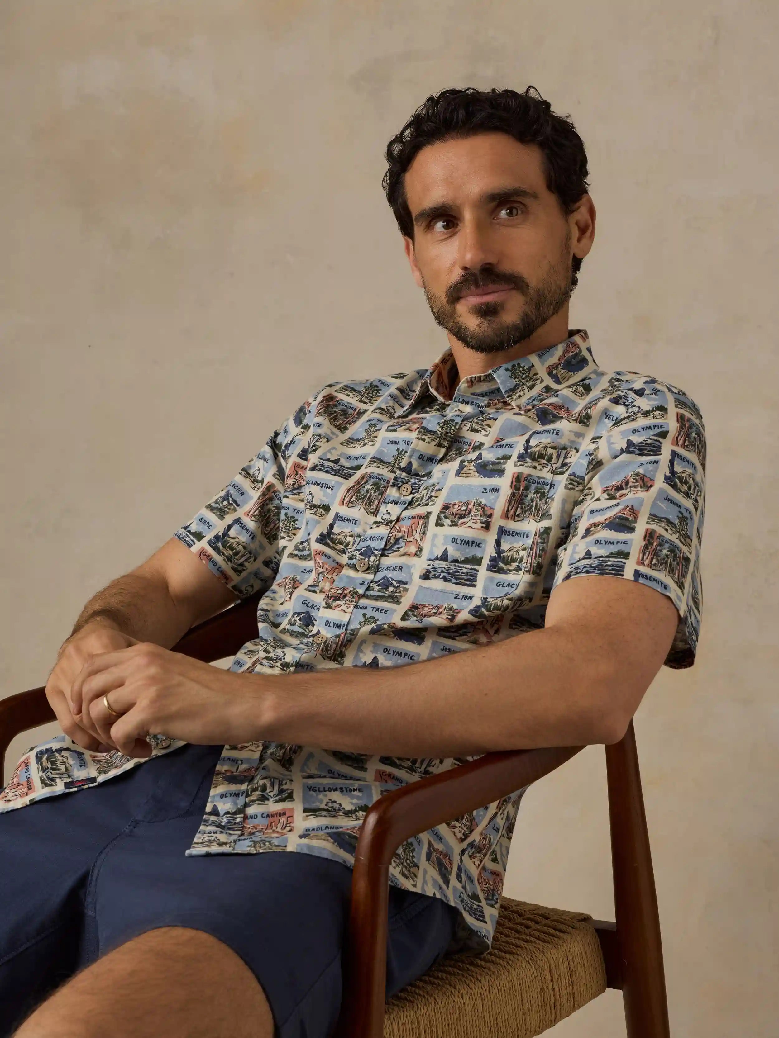 Faherty x Parks Project Short-Sleeve Breeze Shirt - Sand Parks Tile