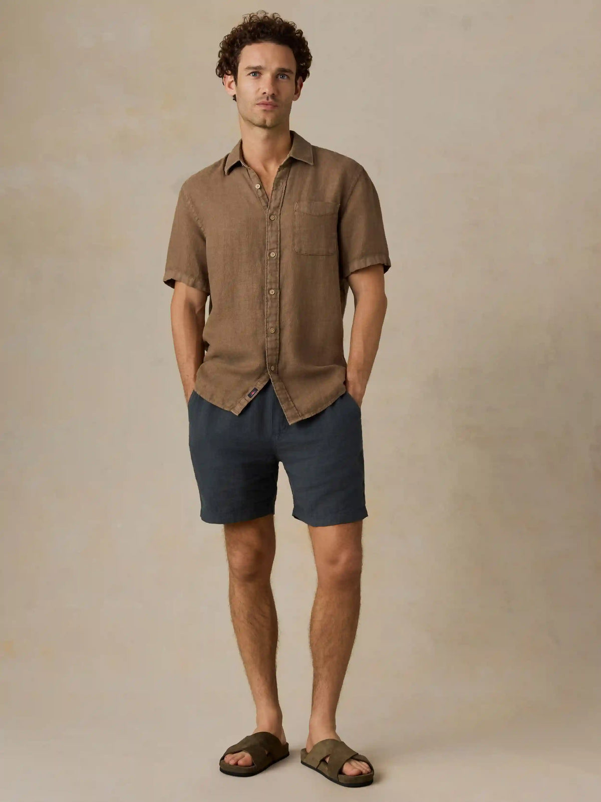 Short-Sleeve Palma Linen Shirt - Island Brown
