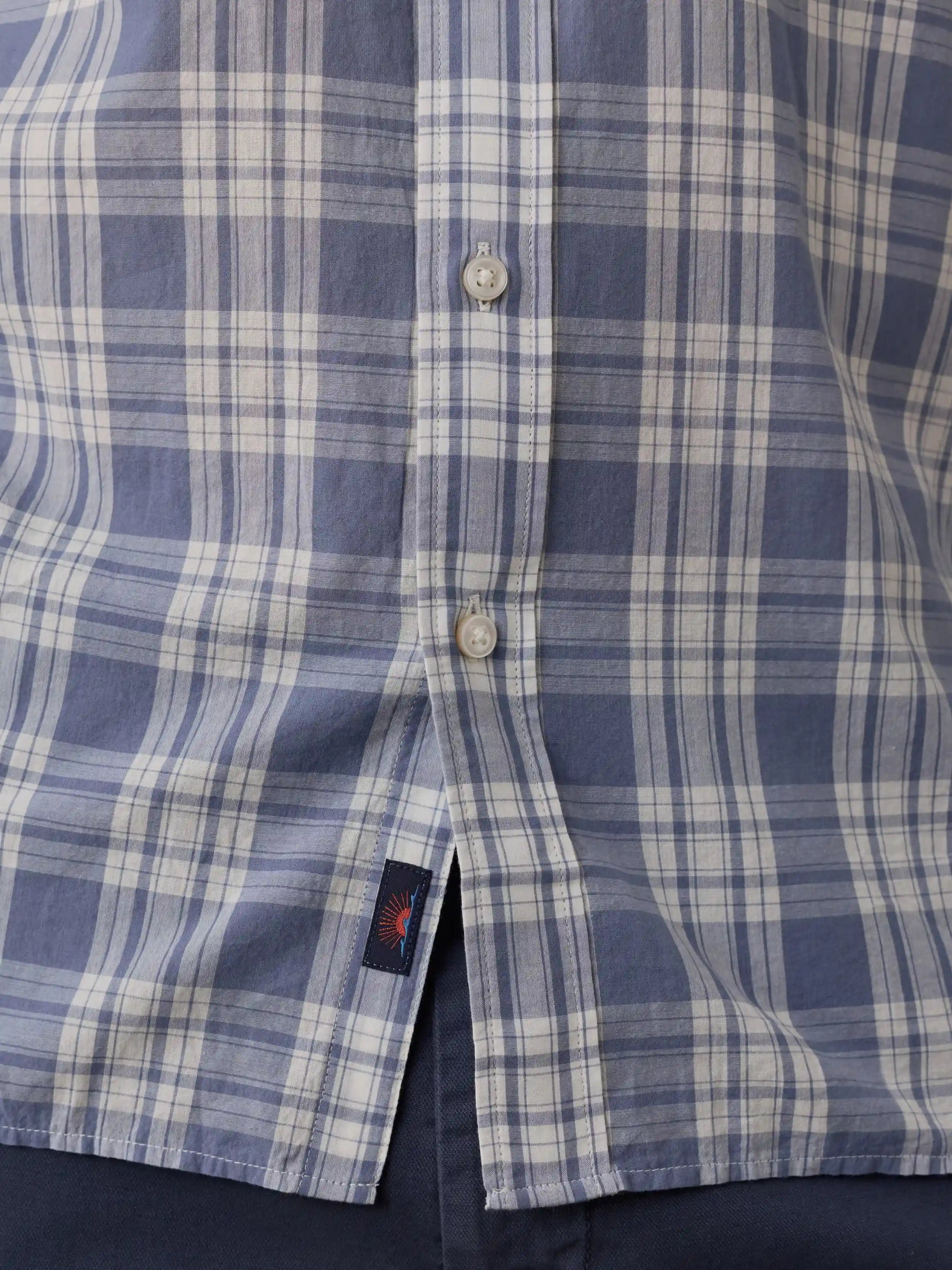 Long-Sleeve Weightless Cotton Shirt - Coastal Waters Plaid
