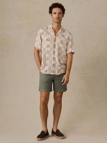 Short-Sleeve Bali Camp Shirt - Cream Sunburst Bloom