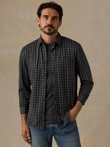 Coastline Knit Shirt - Charcoal Sage Check