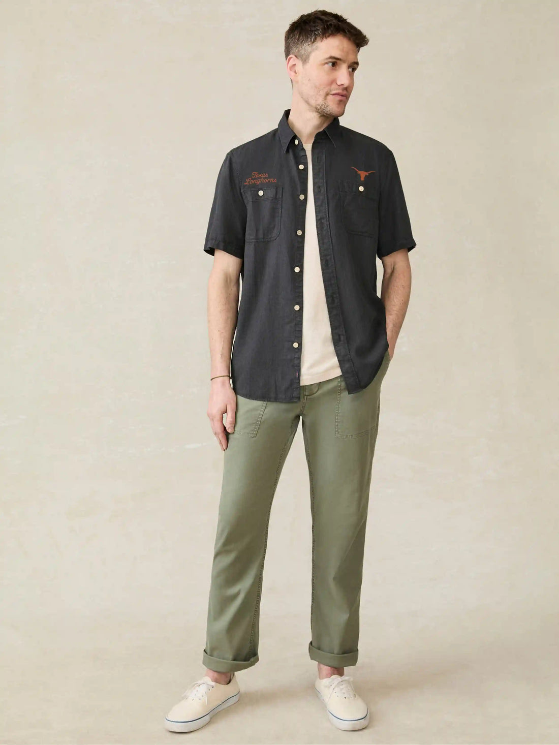 University of Texas Short-Sleeve Tried & True Chambray Shirt - Durango Black