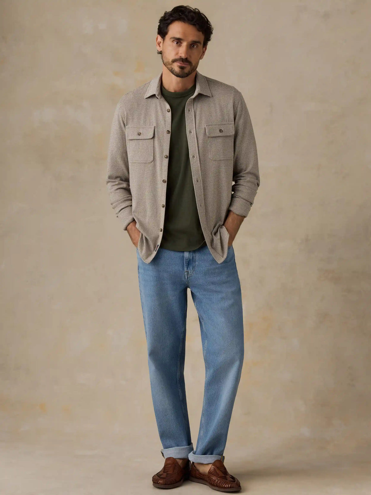 Legend™ Sweater Shirt - Taupe Brown Pincheck