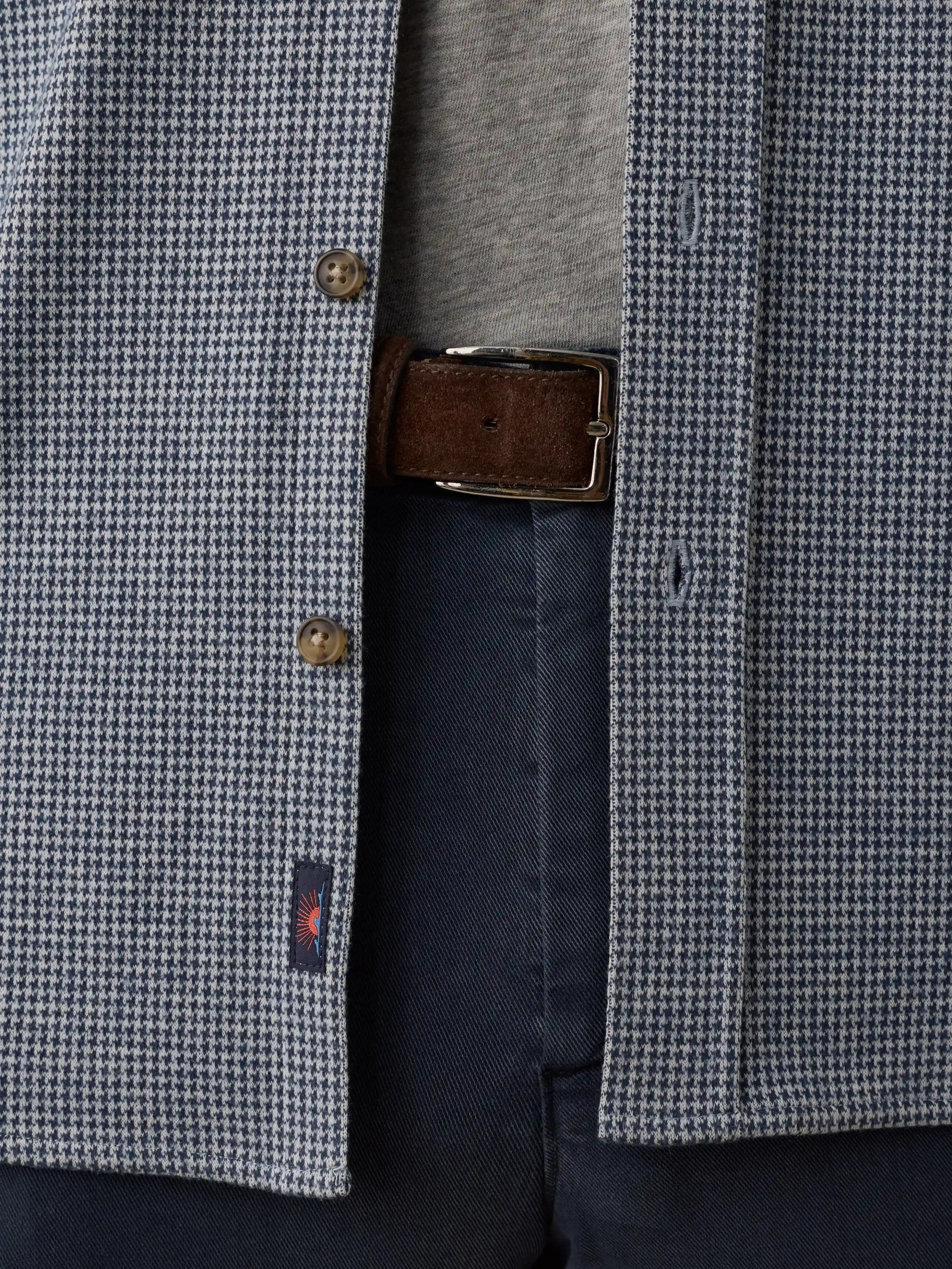 Legend™ Sweater Shirt - Navy Cream Pincheck