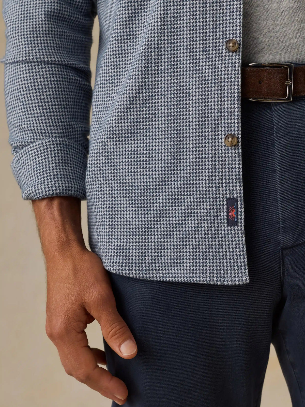 Legend™ Sweater Shirt - Navy Cream Pincheck