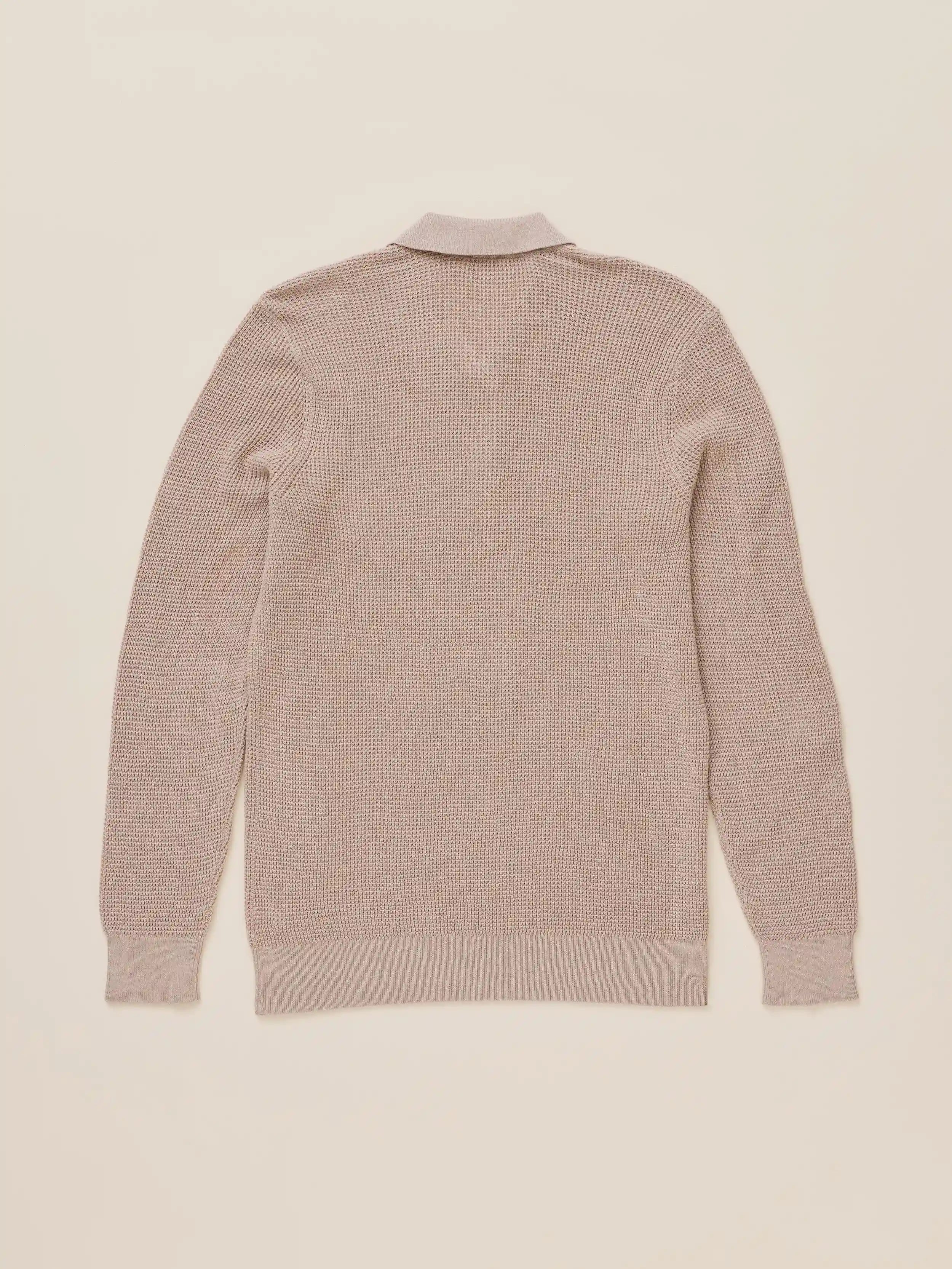 Long-Sleeve Sunwashed Sweater Polo - Natural